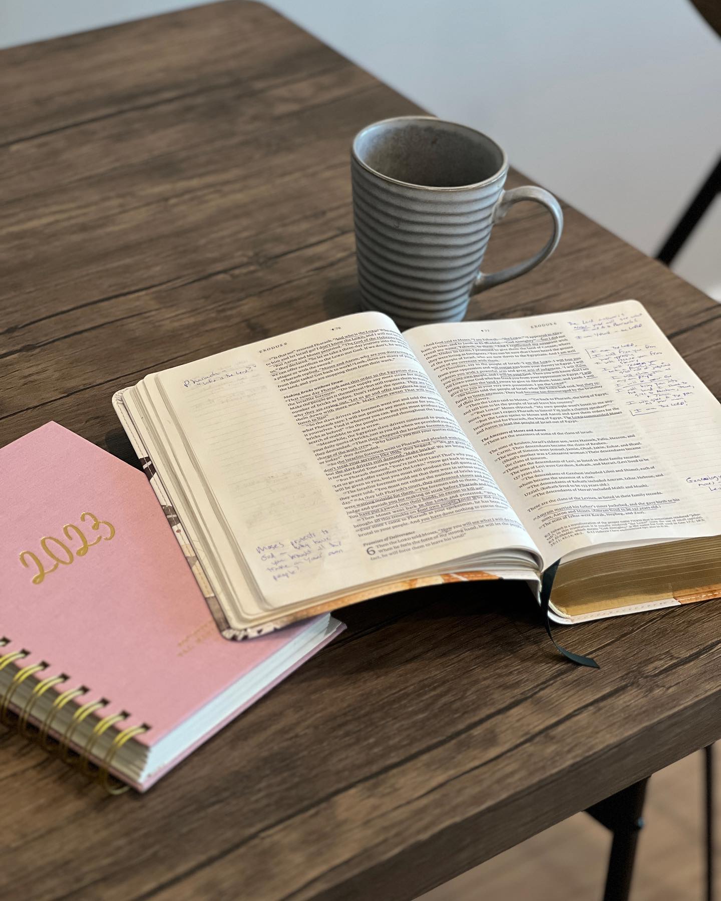 Thankful this morning for these blessings- God’s Word, a 2023 prayer journal, and hot mug of coffee ☕️!
Awaiting the arrival of our grandbaby in chilly Illinois💕
Reading today in Exodus 5- The LORD is Faithful to do what He says He will do!
I need to remind myself of this every day… how about you?
#bibleverse #womenoffaith #womenoftheword #encouragement