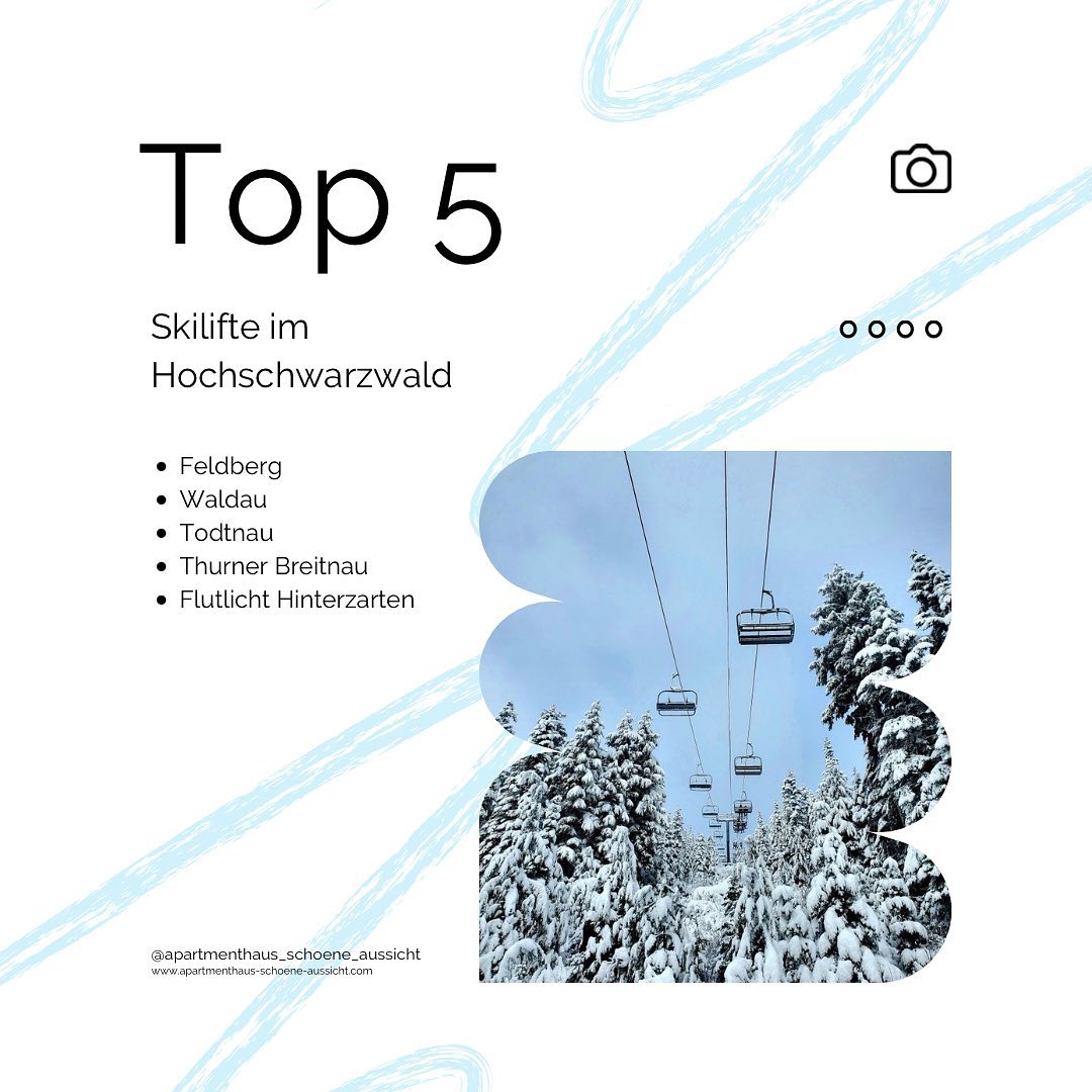 Winterzauber im Hochschwarzwald! ❄️
Ihr möchtet dieses Jahr die Skilifte des Hochschwarzwald unsicher machen? Dann seid ihr hier genau richtig, denn wir zeigen euch die Top 5 Skilifte im Umkreis. ⛷️
Das Apartmenthaus liegt zu allen Skiliften nur wenige Kilometer entfernt.
#apartmenthaus#schoeneaussicht#ferienwohnungen#ferienwohnung#apartment#skipiste#skifahren#urlaub#ferien#hochschwarzwald#mistelbrunn#bräunlingen#reisen