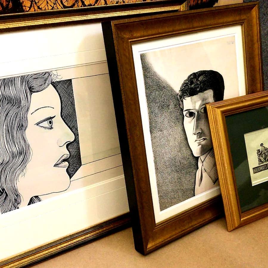 Inspo from the great #lucienfreud - prints framed as closely as possible to how they were gallery hung #craftersofinstagram #learningonthejob #artwork #pictureframing