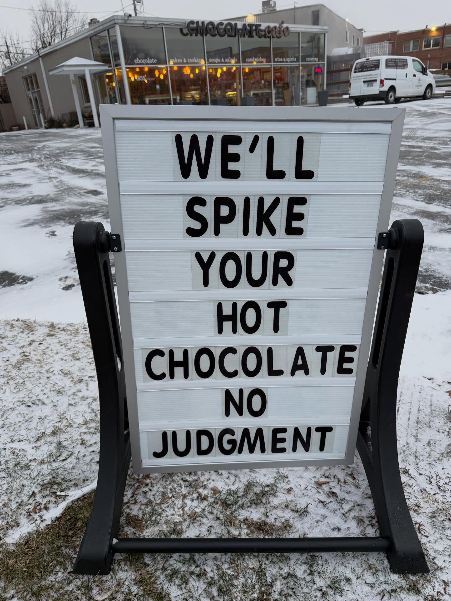 Open regular hours on this Judgment-Free Monday 😎 We are also serving up Lobster Bisque, Tomato Basil Bisque, Beef Chili and Chicken Enchilada soups… We are open from 8 am until 9 pm. #soupweather #openforbusiness #chocolatecafe #localbusiness