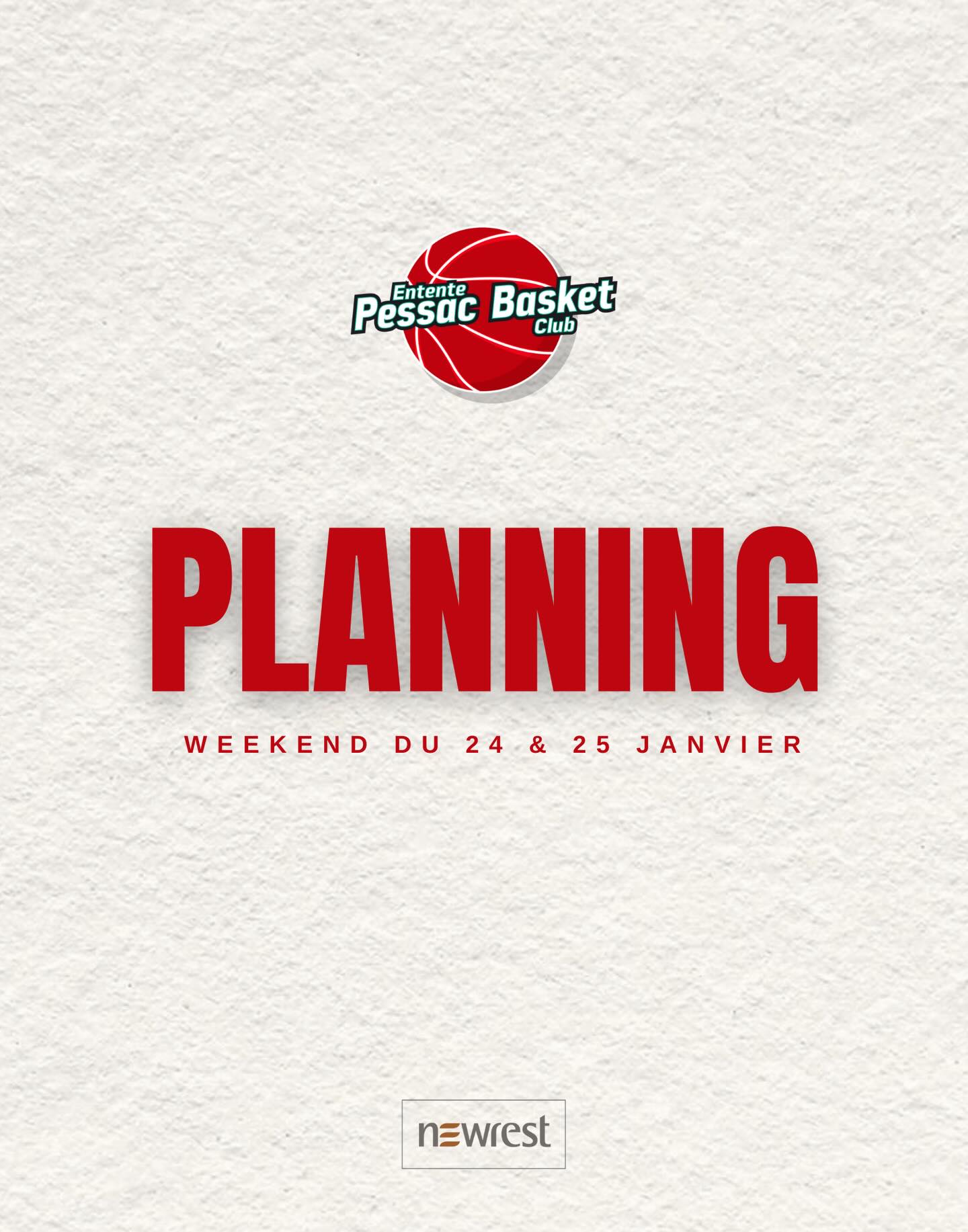 🏀 PLANNING DU WEEKEND 🏀
Le planning du weekend vous est présenté par notre nouveau partenaire NEWREST !
🤝🏼 @Newrest