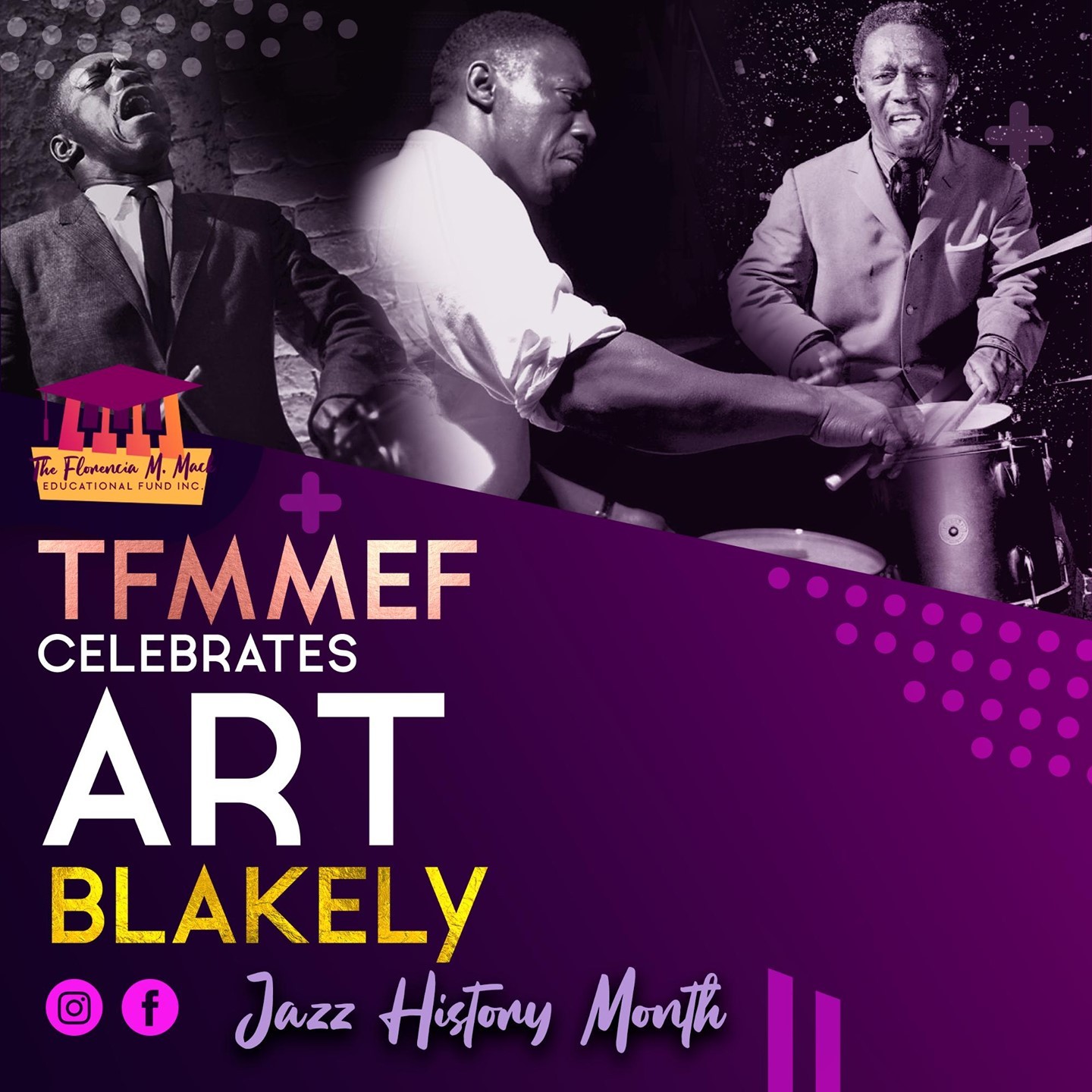 TFMMEF celebrates Art Blakely, an American Drummer. "You don't have to be a musician to understand jazz. All you have to do is be able to feel."
#jazzmusicmonth #musiciansmatter #musicsaveslives #musicmajors #clefclubofphiladelphia #kimmelcenter #estherboyerschoolofmusic #curtisschoolofmusic