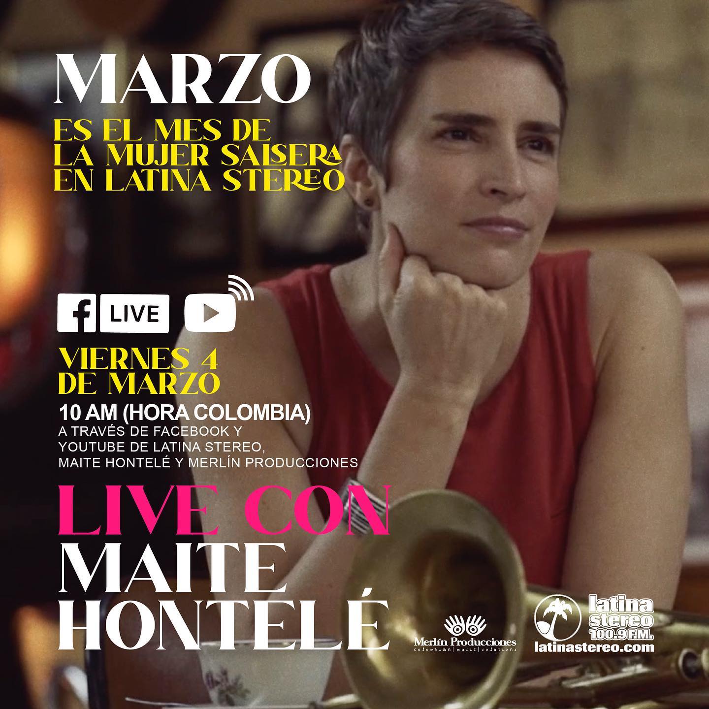Gente linda! Este viernes voy a estar conversando en @latinastereo en el marco del ‘Mes de la mujer salsera’. Pendientes! Durante la entrevista se entregan discos de Cuba Linda..10am hora Colombia a través de Facebook y YouTube de Latina Stereo, Maite Hontelé y Merlin Producciones @merlinprodu