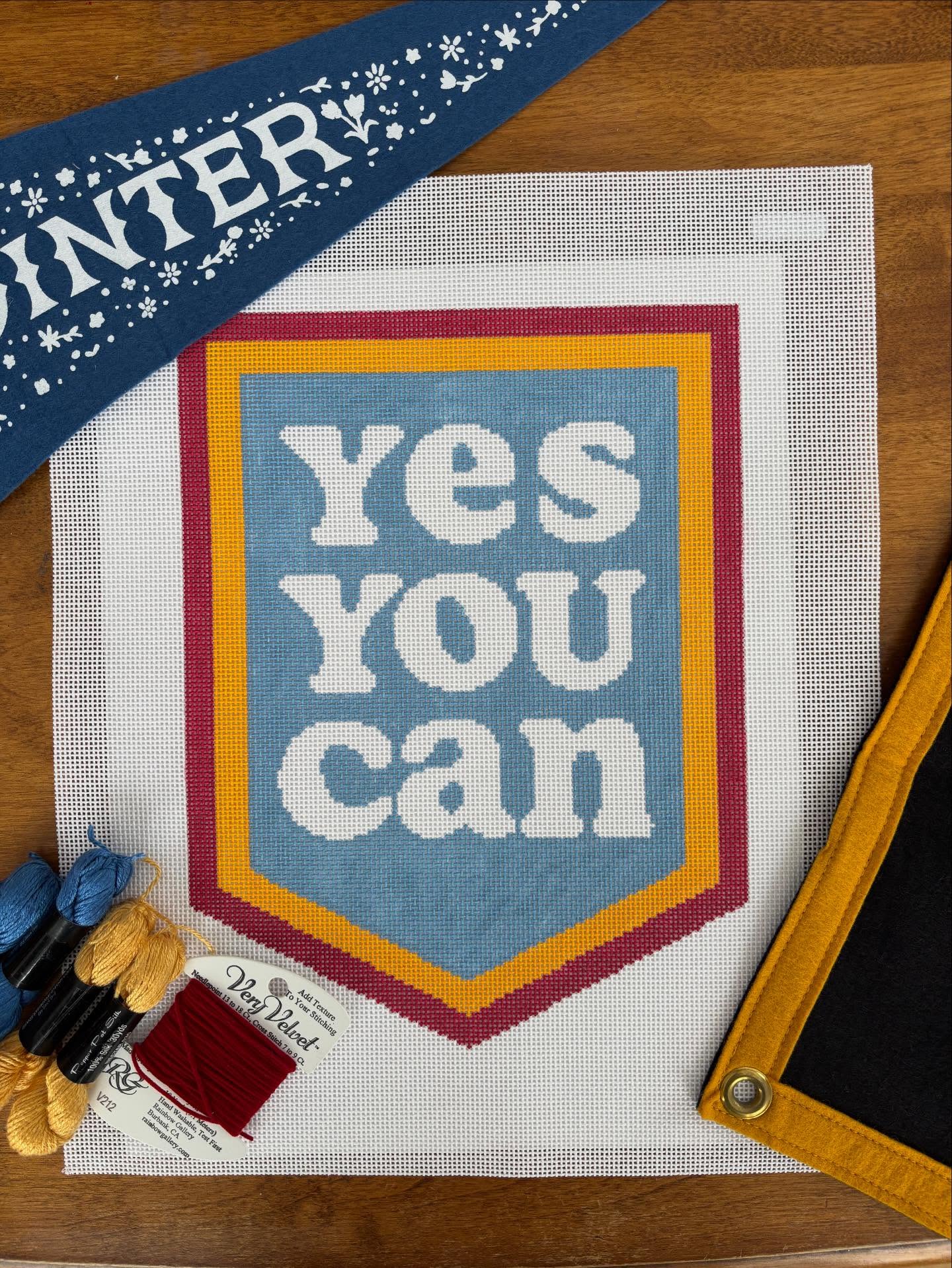 YES YOU CAN
Official Oxford Pennant®️canvases are available now by way of Bateswood Needlepoint. These gems are wholesale only at this point so tell your LNS to shop through Stitchtent.
Only fitting that the Kings of Buffalo make their grid debut ahead of a monster snowstorm ❄️