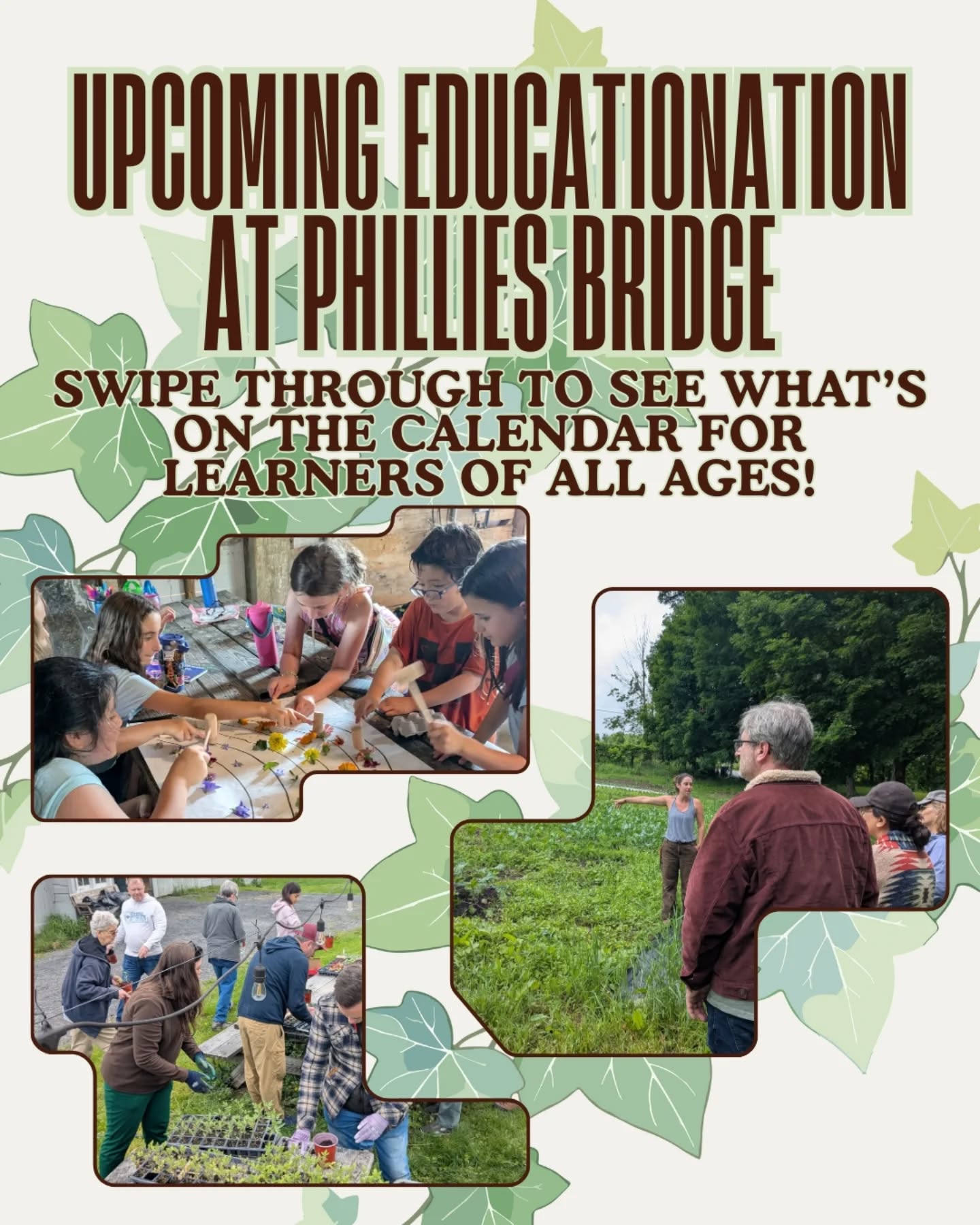 At Phillies Bridge we know that there's no age limit on learning! Check out our upcoming programs and learn more at www.philliesbridge.org ! You can reach out to Education and Food Justice Director Ella directly at education@philliesbridge.org