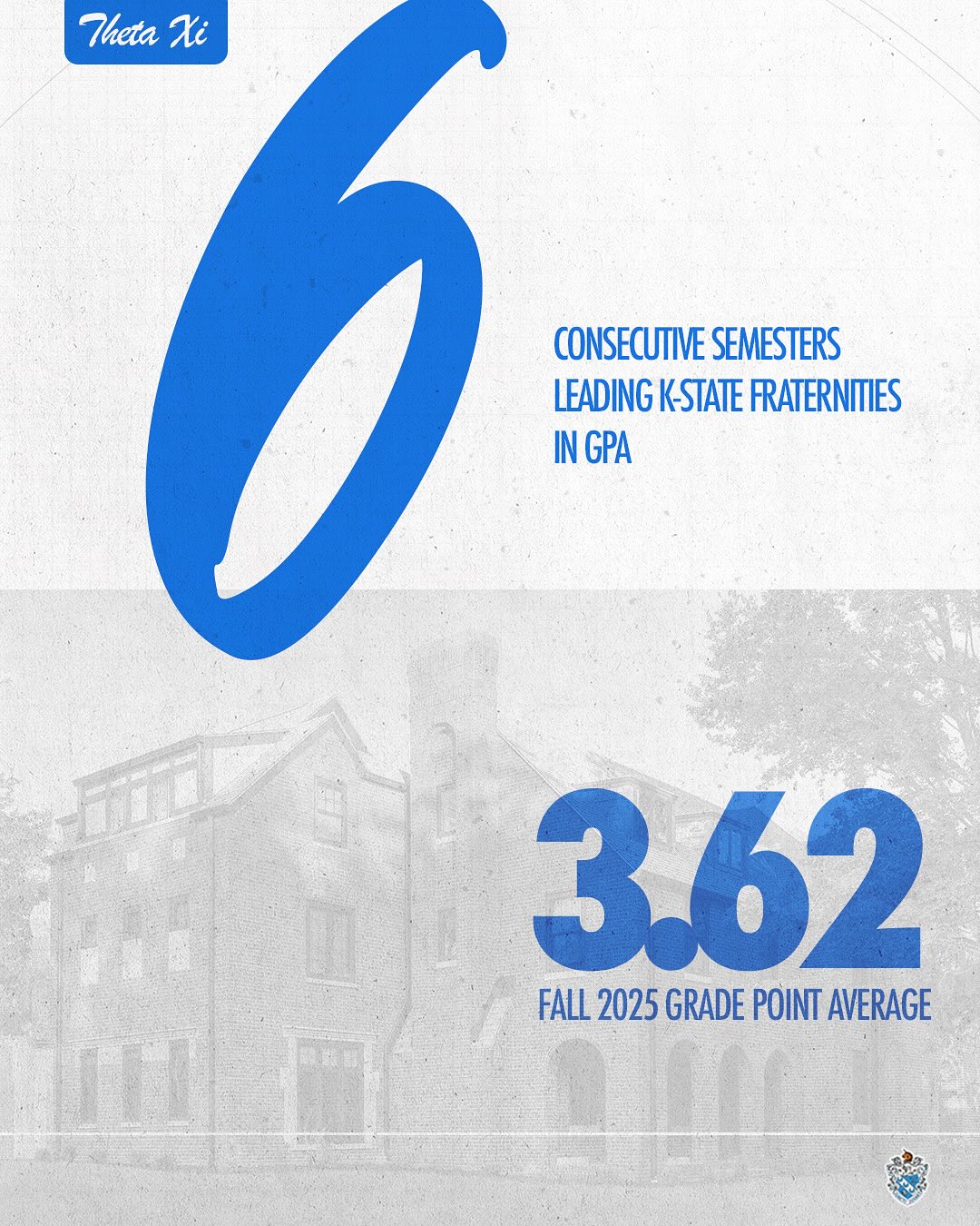 With a 3.62 GPA in Fall 2025, our chapter continues to lead all K-State fraternities for the sixth straight semester. This achievement reflects the commitment and balance our members bring to everything they do. Special recognition to our 4.0 achievers!