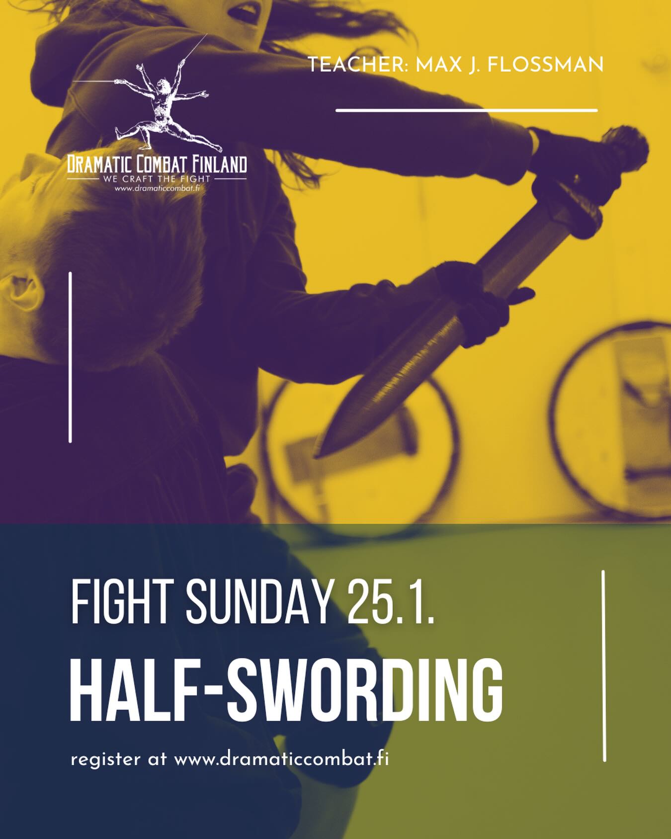 Enrichen your broadsword (and longsword) play and dive into the wicked world of half-swording!
The moment you cannot cut and trust efficiently with a sword - be it that you are in too close distance or the opponent is wearing heavy (i.e. plated) armour – you have to get creative. By grabing your own swords blade with one hand you can turn it into a spear, a staff, a club, a dagger or even a polearm – a nasty wrestle tool and a real can-opener.
In this course we are going to explore the different variations of half-swording and how to safely and impressively apply them in a stagefight context.
We’ll fight and fall – and have a ball!
Register on our website!
#stagecombat #fightsunday #dramaticcombatfinland @nordicstagefight