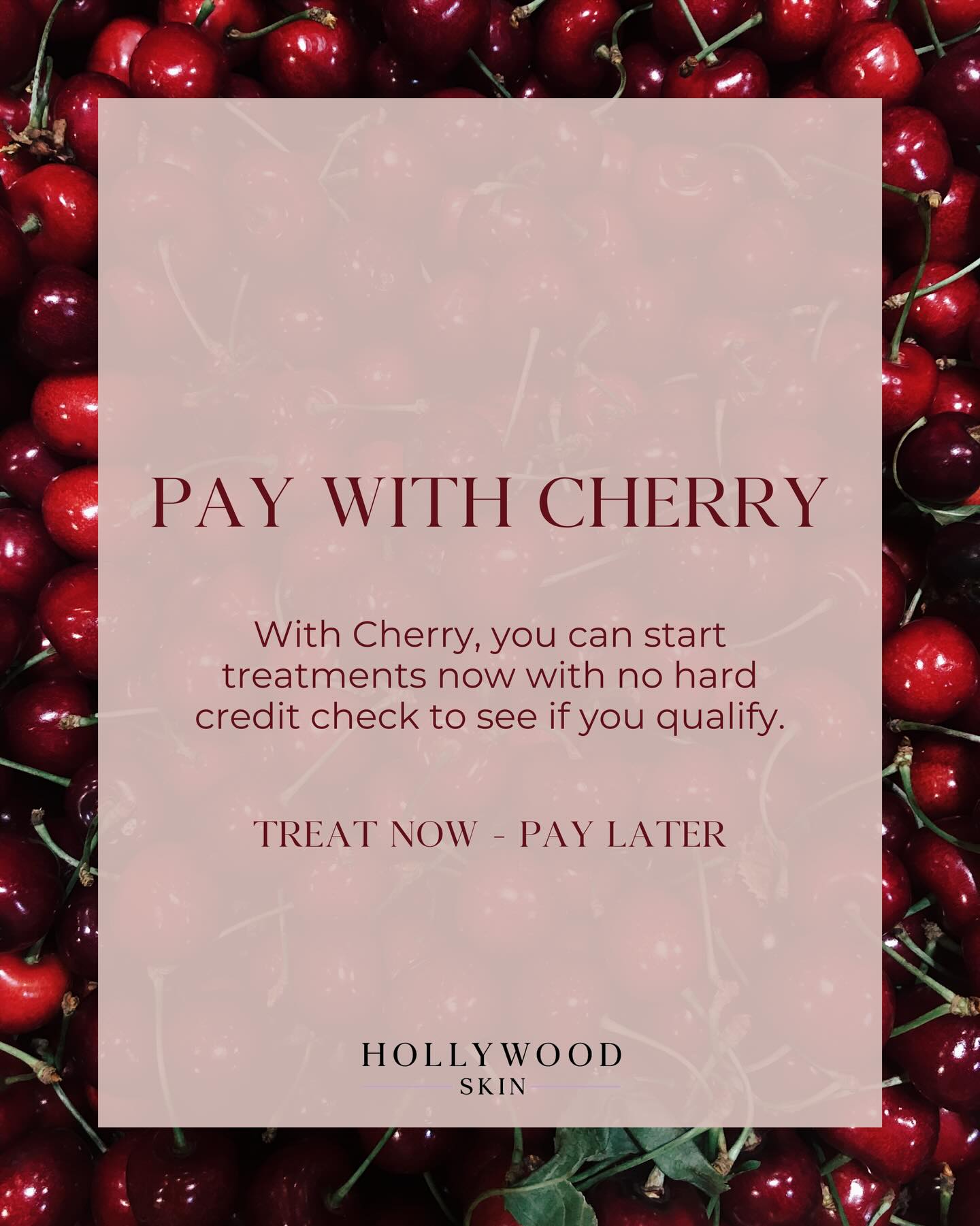 Cherry financing gives you a straightforward way to move forward with your treatments. 🍒🍒
No hard credit check to see if you qualify, flexible 6, 12, or 24 month plans, and 0% APR options available.
It’s just a simpler way to budget your aesthetic care.
Visit HWSkin.com to view our payment plan options.