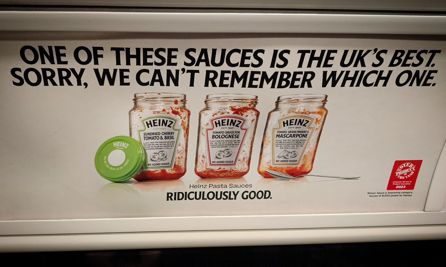A rare example of Really Good Copy™
You can imagine the product marketing conversation
...
"We've won an award for one of our flavours!"
"Great! How do we make the entire product portfolio benefit?"
This. This is how. Bravo @heinz
#Copywriting #GoodCopywriting #Marketing #B2C #ProductMarketing