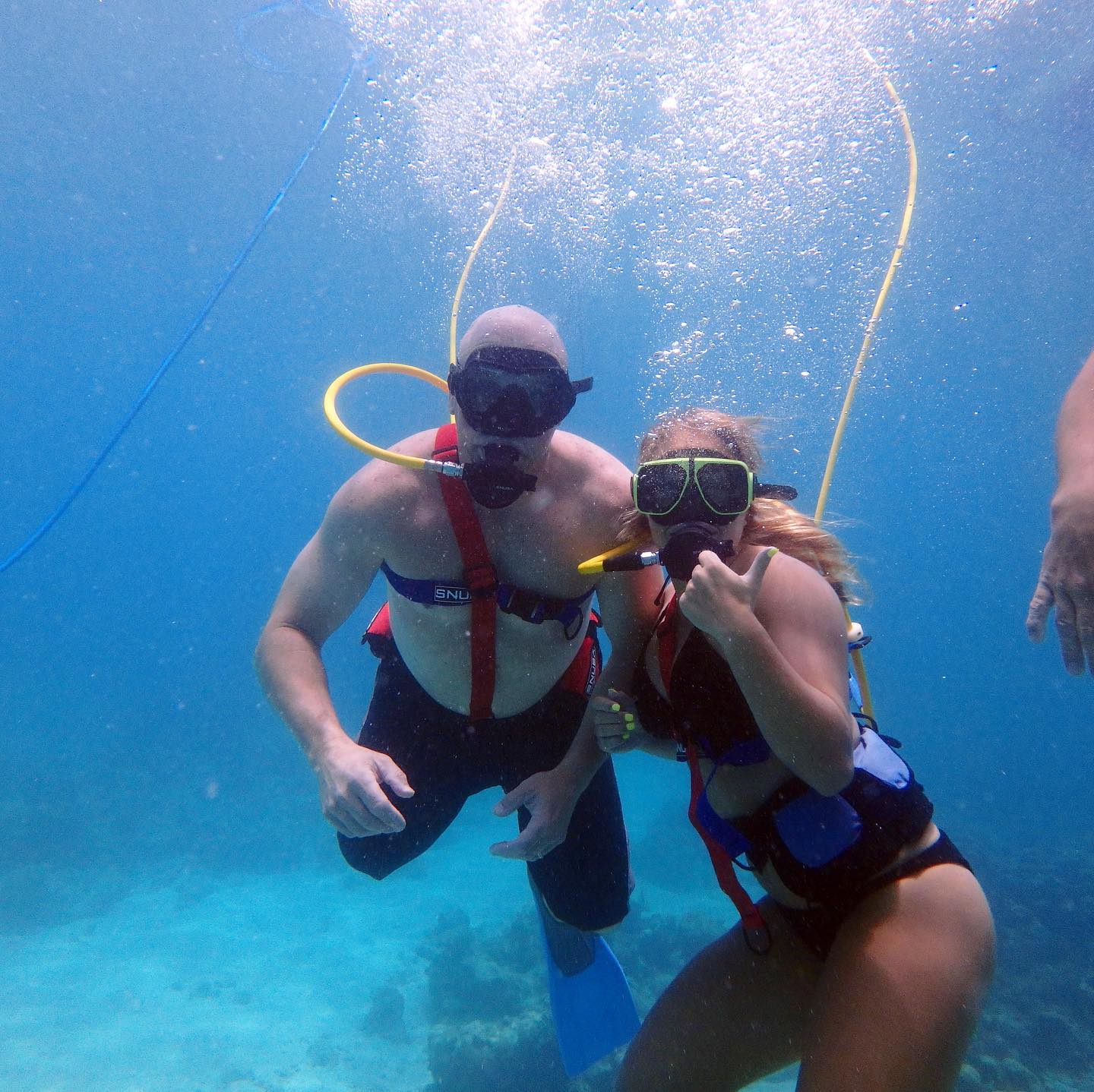 >< ( ( (“>
Go Beyond Snorkeling!™️🥽
*
*
*
*
~ ~ >* ) ) ) ) ) ) >< #snuba #caribbean #honeymoon #familygoals #visnuba #stjohnusvi