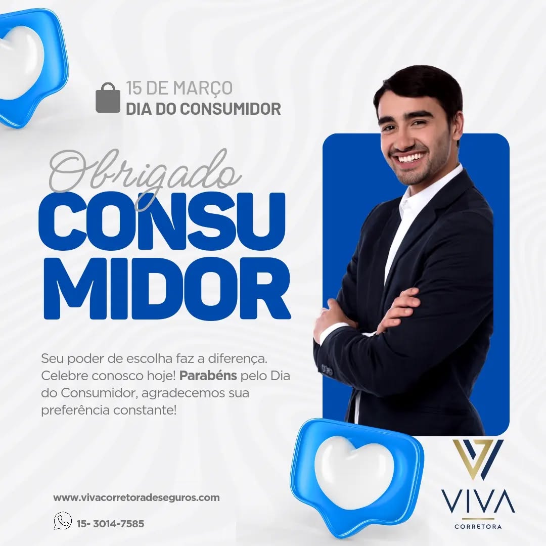 🎉 Hoje é o Dia do Consumidor e queremos celebrar com você! 🎉
Na Viva Corretora de Seguros, sabemos o quão importante é oferecer segurança e tranquilidade para nossos clientes. Neste dia especial, queremos agradecer a você por confiar em nós para proteger o que mais importa em sua vida.
Seja para seguro automotivo, residencial, de vida ou empresarial, estamos aqui para oferecer o melhor atendimento e as melhores soluções para suas necessidades.
Obrigado por fazer parte da família VIVA! 🤝 #DiaDoConsumidor #Seguro #Proteção #Gratidão