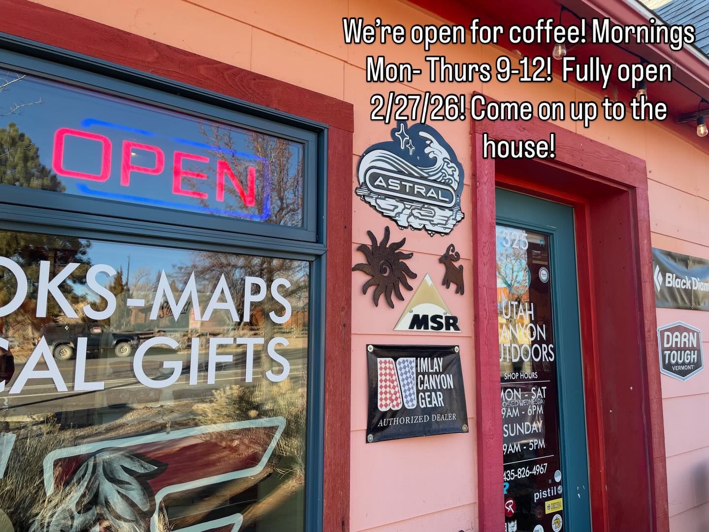 We’re open for coffee! Mondays- Thursdays 9-12! Fully open 2/27/26. Come on up to the house! ✨☕️🧋