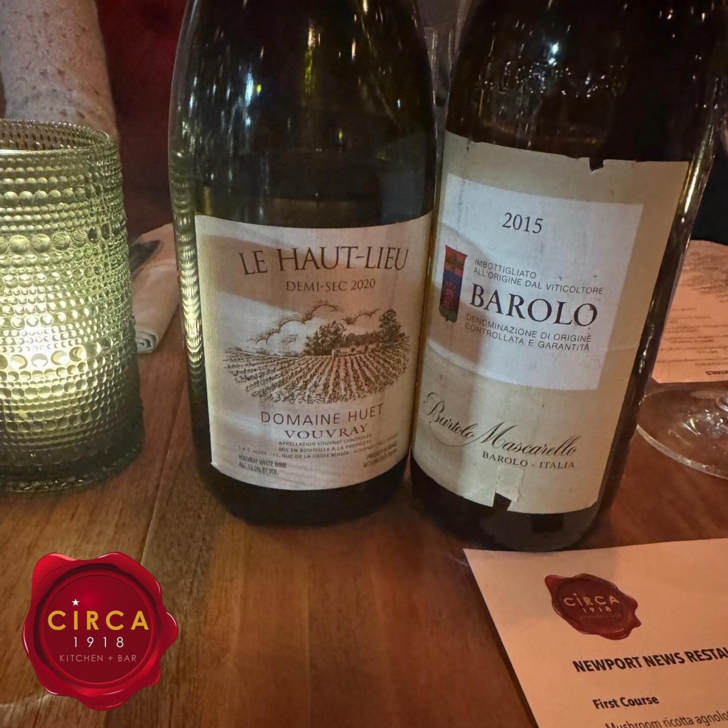 Always a pleasure to enjoy our customers’ wine lists in their natural habitat. Spotted at Circa 1918 by Matt Wallace: Domaine Huet Vouvray Le Haut-Lieu Demi-Sec and Bartolo Mascarello Barolo. Cheers!
@domainehuet
@bartolomascarello