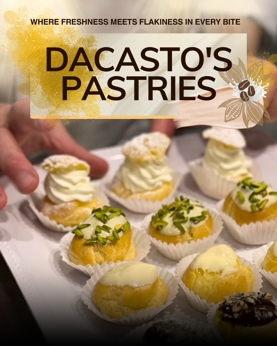 Indulge in Dacasto's exquisite Italian pastries, where freshness meets flakiness in every bite. At Dacasto, we pride ourselves on delivering perfection in a few bites, crafted with care to satisfy your cravings. Experience the true essence of Italian pastry excellence, aligned with our commitment to quality and exceptional taste.