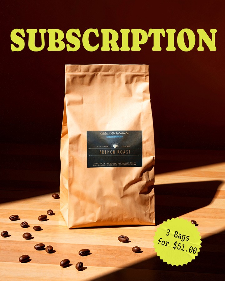 Your daily☀️ coffee, sorted
Subscribe to your favorite😍 beans and enjoy
3 bags for $51
Fresh, flavorful, and ready for home brewing.☀️
#catcookieco #catalinaisland #catalina #lovecatalina #coffeeoncatalina #cafeoncatalina #alldaybreakfast
#MetropoleMarketplace