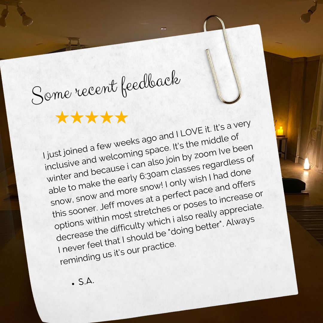 Reviews like this remind us why we do what we do.
Creating a space that feels welcoming, inclusive, and supportive, whether you’re practicing in studio or joining us on Zoom, is always our intention.
Yoga isn’t about doing more or doing it “better.” It’s about showing up, moving at your own pace, and honouring what your body needs that day.
We’re so grateful for this community and for everyone who chooses to practice with us, even on snowy winter mornings.
#serendipityyoga
#yogapec
#healthymovementyourway
#googlereview