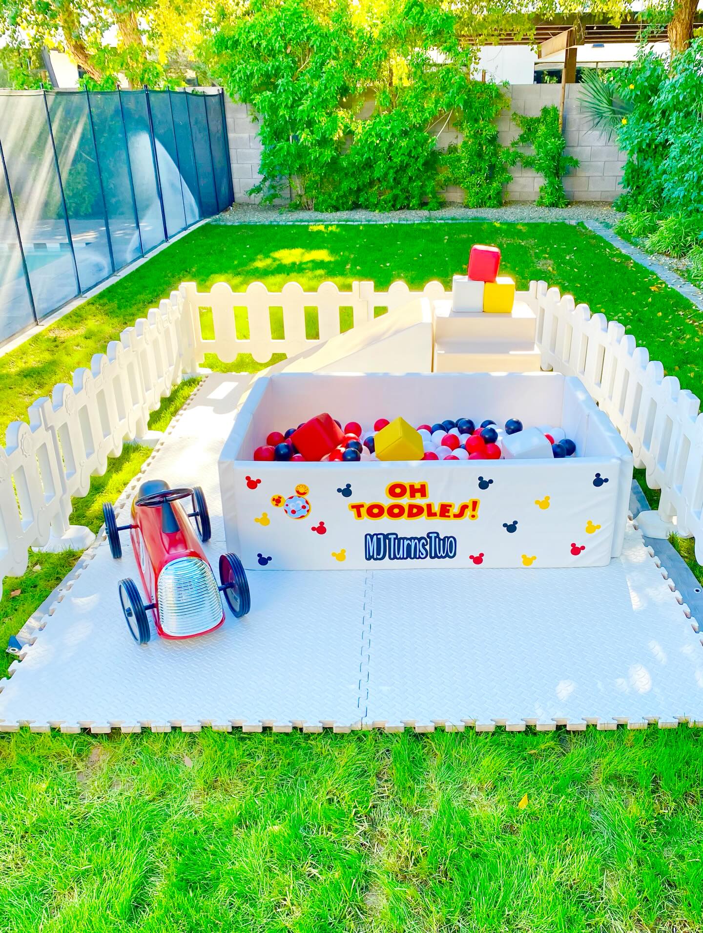 Mickey Mouse clubhouse! MJ turned 2🥳🔴🟡⚫️ Lil Custom Climber package to match the parties theme.