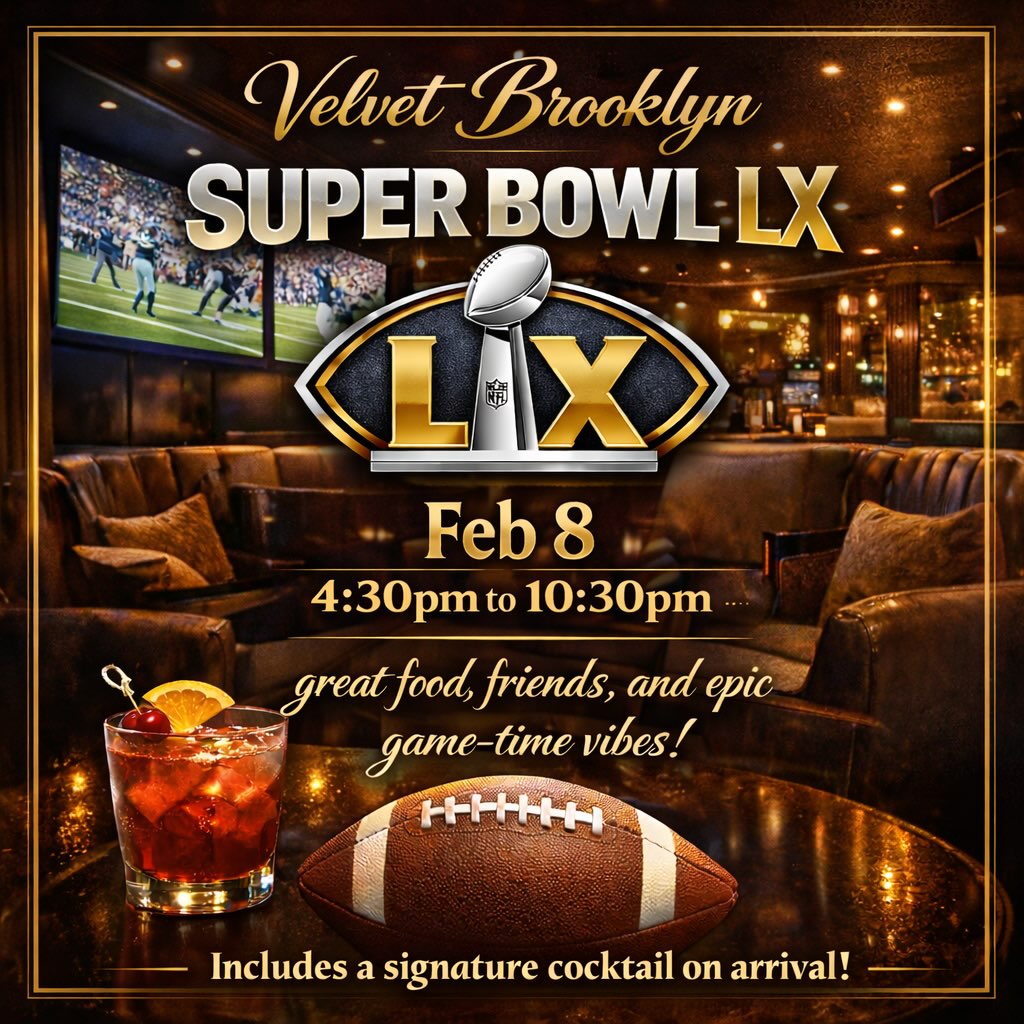 SUPER BOWL LX — DONE RIGHT 🏈✨
Big screens. Signature cocktails. Luxe vibes.
This is not your average game night.
📅 Feb 8 | ⏰ 4:30–10:30 PM
🍸 Signature cocktail on arrival
🍽️ Great food, great people, epic energy
🎟️ Limited spots — DM us or book now on Eventbrite before it sells out!