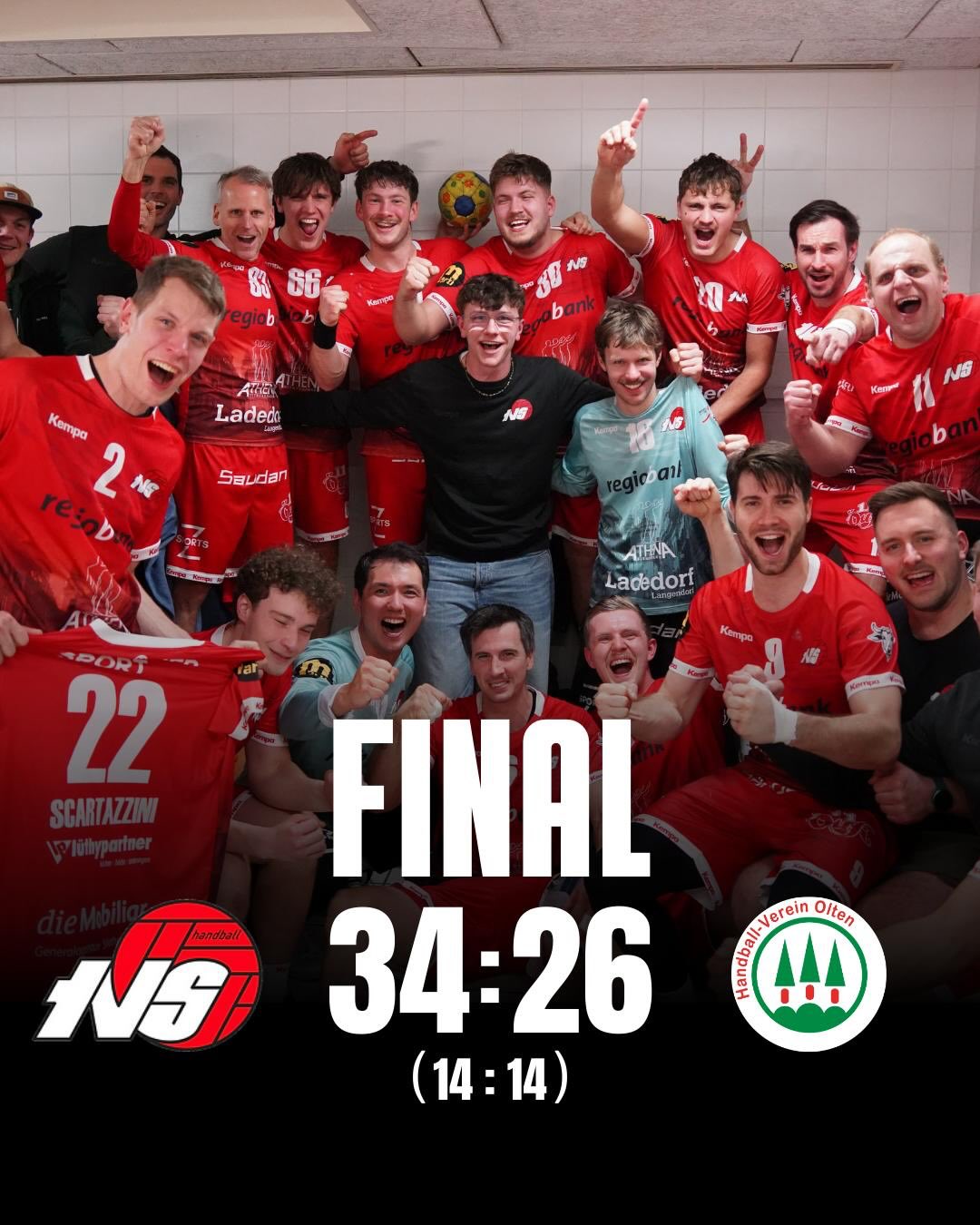 🔥 Rechnung beglichen im Kantonsduell! 🔥
Gestern Abend setzte sich der TV Solothurn im Heimspiel gegen den HV Olten klar mit 34:26 durch und revanchierte sich eindrücklich für die knappe Hinspielniederlage. 💪
Nach einer umkämpften ersten Halbzeit (14:14) zogen die TVS-Jungs nach der Pause das Tempo spürbar an. Mit viel Druck aus dem Rückraum, einer breiten Torschützenliste und einer stabilen Defensive inklusive starker Goalie-Paraden liess Solothurn dem Rivalen im zweiten Durchgang kaum mehr Luft. Spätestens in der Schlussphase war klar, wohin die zwei Punkte gehen. 🔴⚪️
Ein überzeugender Auftritt im CIS, der den positiven Lauf bestätigt und im Tabellenmittelfeld weiter Selbstvertrauen gibt. 👊
🏅 Best Player präsentiert vom @seilparkbalmberg:
– TV Solothurn: Simon Pfeuti
– HV Olten: Sandro Graber