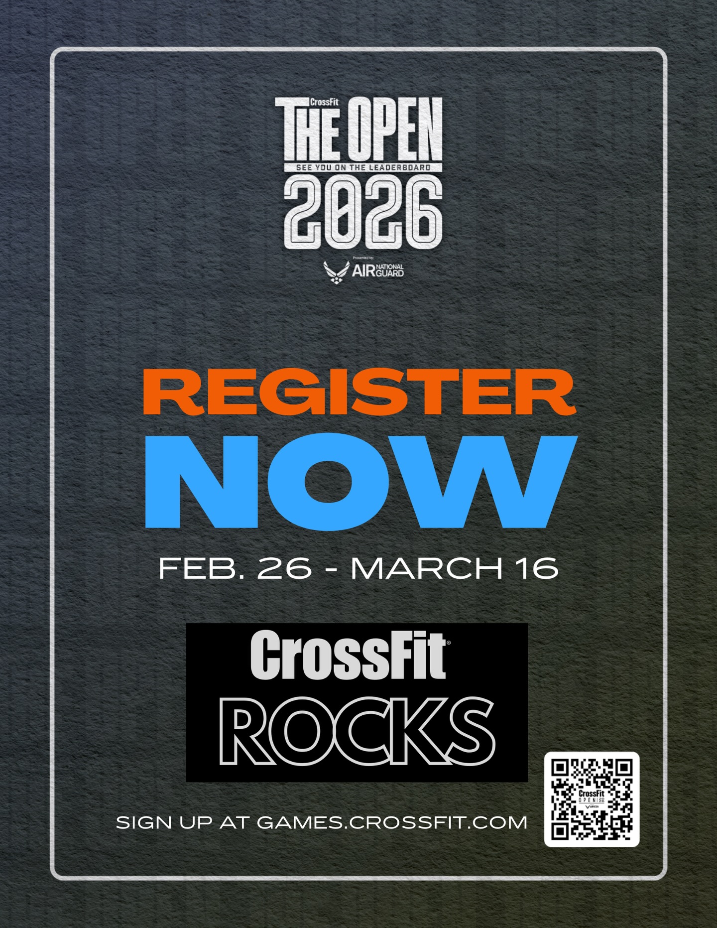 The 2026 Open is here!
CrossFit Rocks has a long history with the CrossFit Open, and every year it lights up our community.
Big efforts. Loud cheers. Everyone showing up for each other.
We canāt wait to come together again and take on the Open side by side.
This is what CrossFit is all about..
Register now at:
https://games.crossfit.com/open/registration
.
.
#crossfit #crossfitgames #crossfitopen #crossfitopen2026 #crossfitrocks
