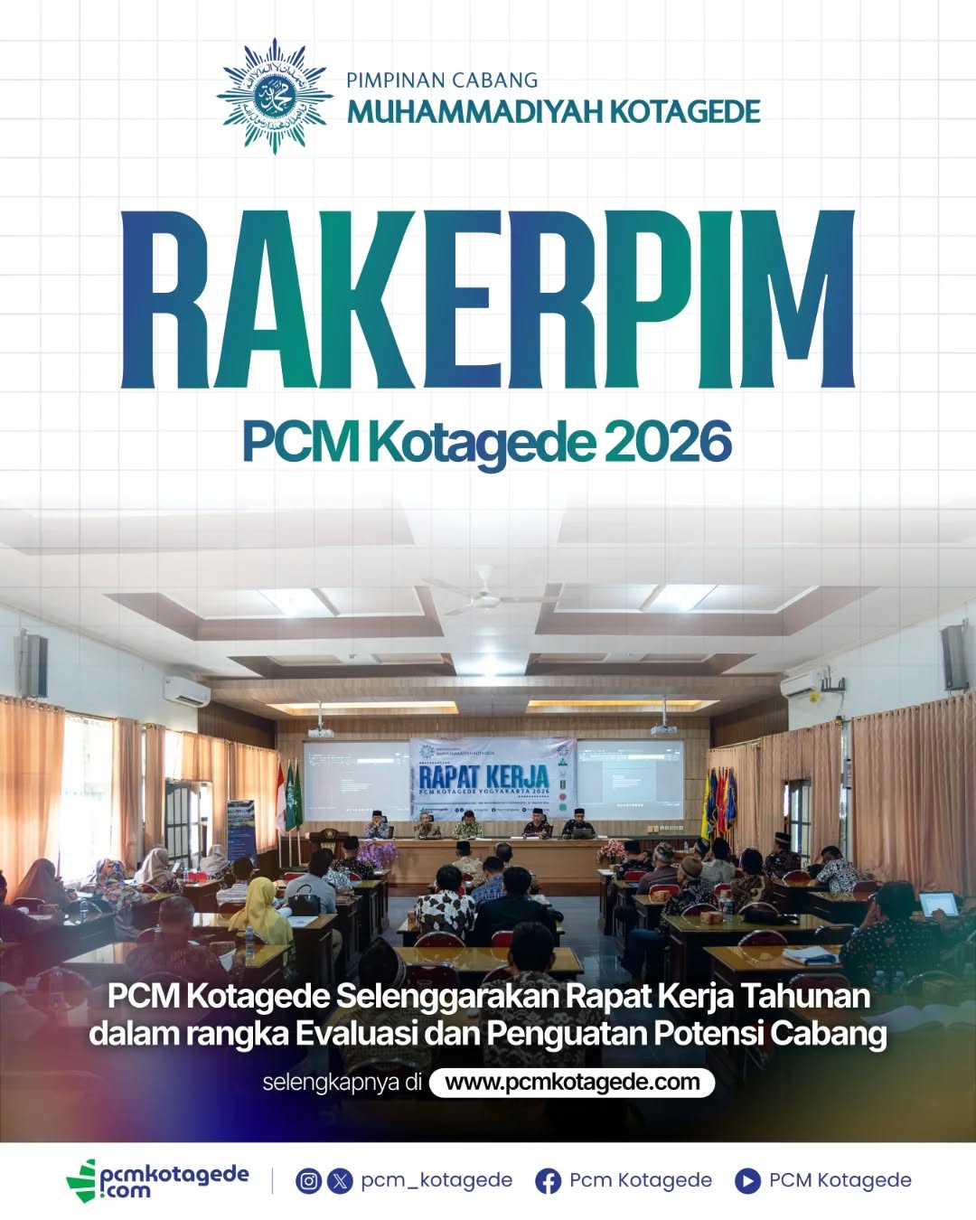 Pimpinan Cabang Muhammadiyah (PCM) Kotagede telah menyelenggarakan Rapat Kerja Tahun 2026 di Aula SMK Muhammadiyah 3 Yogyakarta, Ahad (18/1).
Kegiatan diikuti unsur Pimpinan Harian, majelis dan lembaga, pimpinan organisasi otonom (Ortom) tingkat cabang, serta pimpinan Amal Usaha Muhammadiyah (AUM) Kotagede.
selengkapnya di pcmkotagede.com
_____
website : pcmkotagede.com
Facebook : Pcm Kotagede
Instagram : pcm_kotagede
X : Pcm kotagede
Youtube : PCM Kotagede
© Majelis Pustaka dan Informasi PCM Kotagede
#muhammadiyah #pcmkotagede #rakerpim #kotagede #pcmkg2026