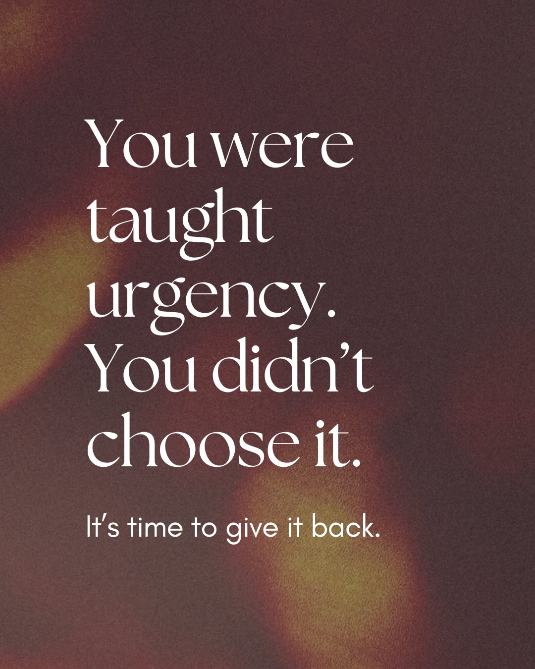 If you were to find out today that the urgent way of being you’ve been operating at …
You know, the one that’s behind -
You randomly waking up at 2am with anxiety
Forgetting to eat because you’re so busy
Being on autopilot instead of being truly present
Struggling to remember the last time you actually rested (without socialising or multi-tasking)
… was never actually yours and it’s time to hand it back to society, would you?
Or would you insist on holding onto it?
This was me for ages until I decided that this urgent way of being was an identity thrust on me by society.
I never really chose it - but somewhere along the way it became ingrained in my inner programming.
Until I decided it wasn’t working for me anymore.
And it’s ok if it doesn’t work for you either.
#Burntout #AntiHustle #Overwhelm #ReturnToSelf #HonourYourself