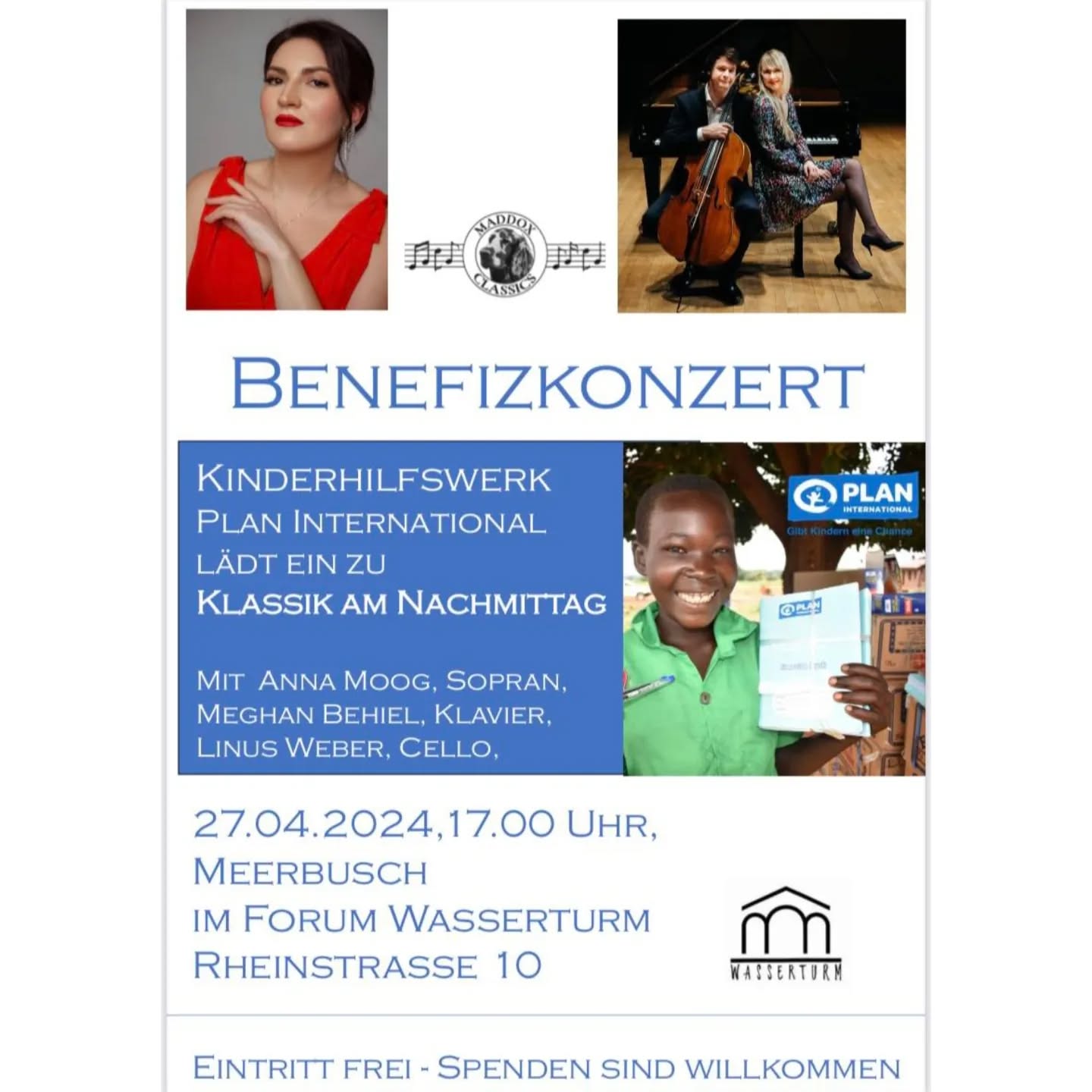 Invitation to a charity concert in support of the @planinternational @planinternationaldeutschland ! Enjoy an evening of music with @meghanbehiel on piano and Linus Weber on cello. Together, we can give children a hopeful future!
đ
Einladung zum Benefizkonzert zugunsten des Kinderhilfswerks #PlanInternationalDeutschland ! Lasst uns gemeinsam eine wundervolle Zeit voller Musik und SolidaritÀt erleben, mit Meghan Behiel am Klavier und Linus Weber am Cello. Gemeinsam können wir Kindern eine hoffnungsvolle Zukunft schenken!
@stadtmeerbusch
.
.
.
.
.
#concert #charityconcert #classicalmusic
#classicalsingersofinstagram #operasingersofinstagram #operasingers #chambermusic #support #Klassik #kinderhilfswerk #meerbusch #wasserturm #benefitzkonzert #piano #cello #Konzert