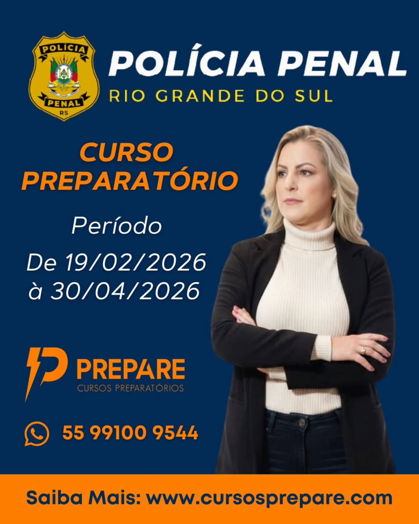 Inscrições Abertas: Prepare-se para a Polícia Penal RS! 👮♂️
Você não quer apenas fazer o concurso, você quer a aprovação. E a aprovação exige antecipação.
No Curso Prepare, você tem o método focado no RS para dominar o conteúdo antes da abertura do edital. Comece sua jornada de 19/02 a 30/04 e mude sua realidade financeira e profissional.
✅ Preparação Completa e Estratégica. ✅ Foco total na carreira policial.
👇 Clique no botão abaixo e garanta sua vaga agora! 🌐 www.cursosprepare.com 📲 Ou chame no WhatsApp: (55) 99100-9544
#PoliciaPenalRS #ConcursoPublico #PrepareCursos #RioGrandeDoSul #Aprovação