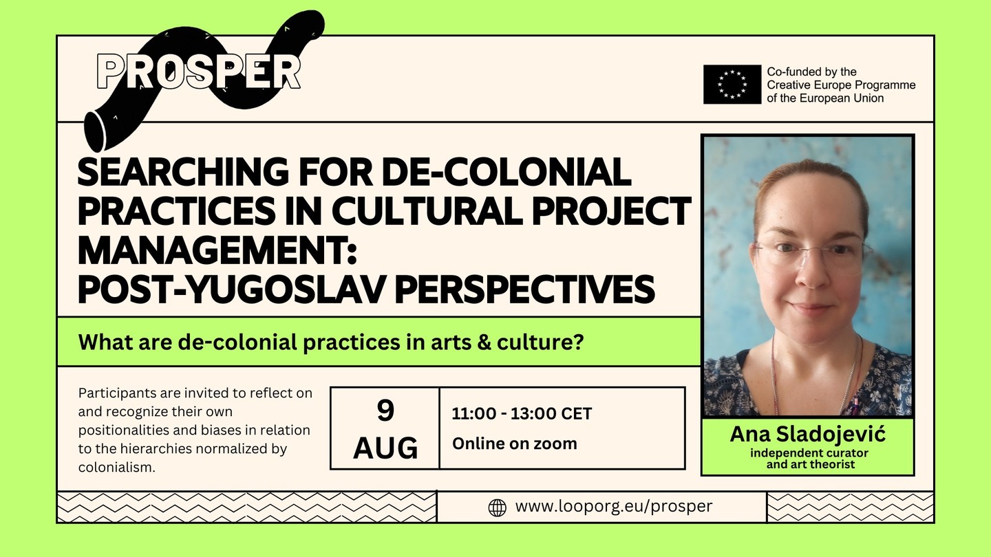 Join us on August 9th for a workshop on decolonial practices with Ana Sladojevic!