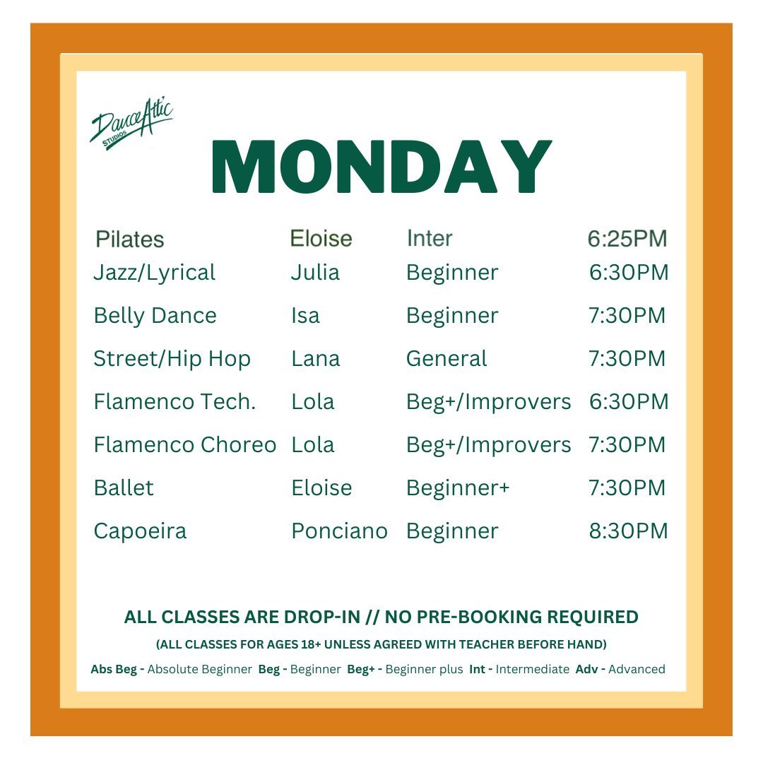 Our new updated Mondays schedule ❗️🍁
#danceatticstudios #londondance #dropinclass #fulham #dancersoflondon
