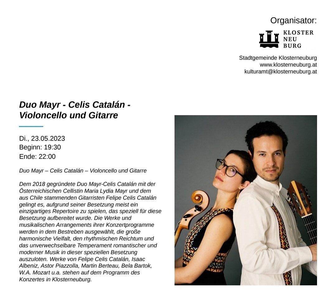 Morgen werden wir unser Programm "Der Kontrast des Rhythmus" im wundervollen Augustinus-Saal im Stift Klosterneuburg präsentieren! Wir sehen uns bald!!!
#cello #rom #cellist #celloplayer #cellolife #cellomusic #classicalmusic #violoncello #strings #music #musica #musician #vienna #musicfestival #livemusic #guitar #classicalguitar #musicismylife #musicos #musico #music #music #musica #musicians #guitar