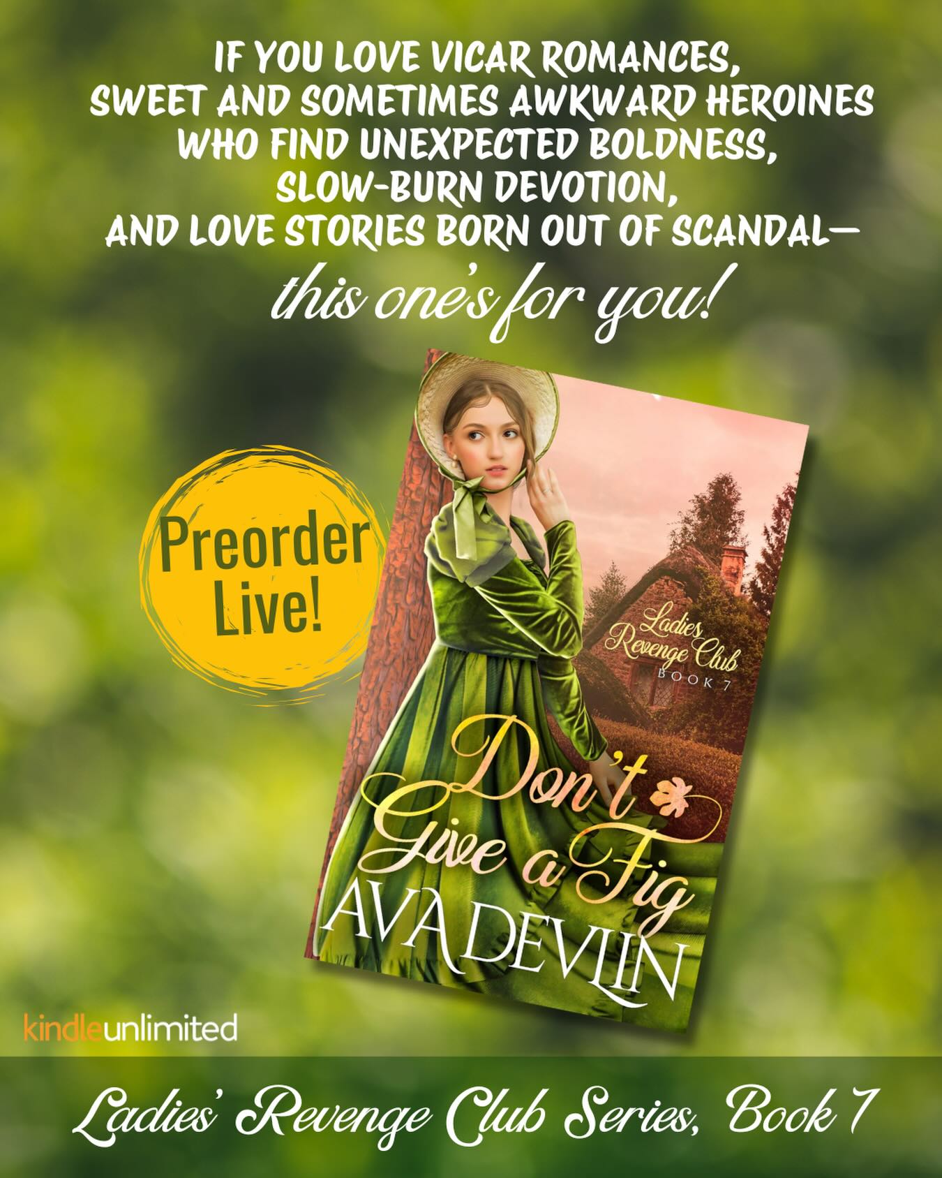 Rosalind and Matthew’s story comes out in FIVE DAYS!!
Don’t Give a Fig is the next installment in the Ladies’ Revenge Club series. Releasing on January 27th.
Preorder LIVE!
https://amzn.to/48E6Kw2
Tropes:
Hot Vicar
Ruined Heroine
Mutual Pining
Accidentally Compromised
Married in Haste
Prying Parishioners
Second Chance
Found Family
Slow Burn
Historical Romance