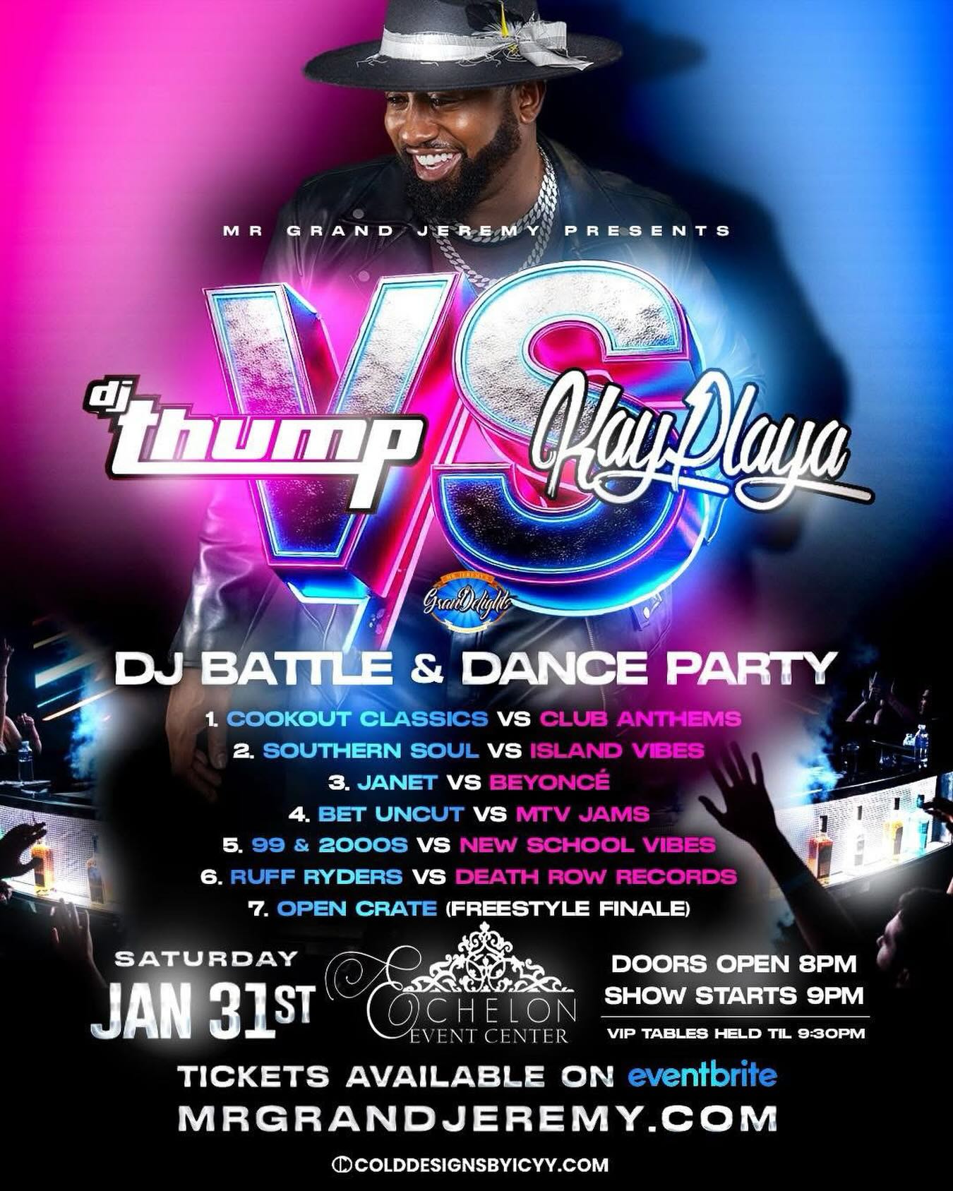 Only 10 SEATS left for THE VS DJ BATTLE on 1/31!
Click for tickets ASAP! Or it’ll be STANDING/Dance Floor ONLY! Thank Y’all Kindly! 🙌🏾