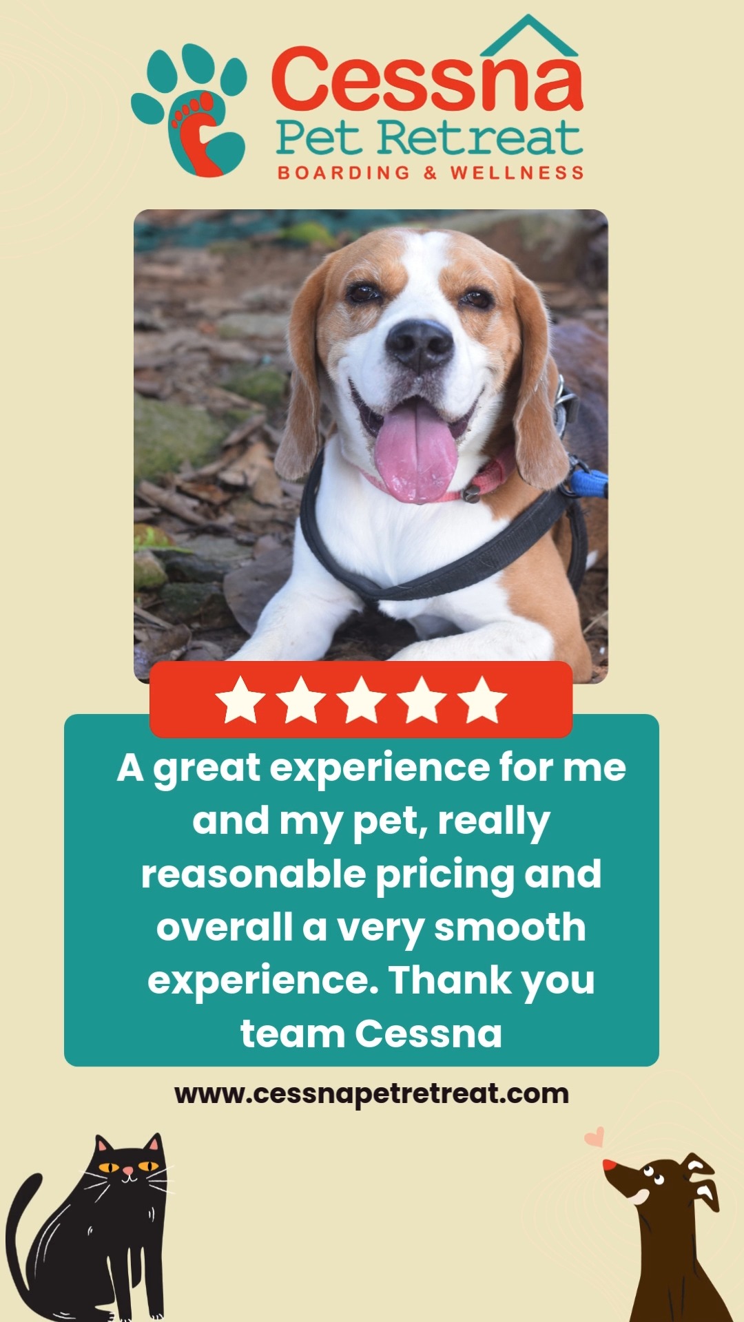 Don’t just take our word for it — our guests (and their humans) have a lot to say about Cessna Pet Retreat!
From the care they receive to the space they enjoy, our reviews speak for themselves. See why pets love their stay.
Visit www.cessnapetretreat.com or call +91 7619 634627 to book your pet’s spot.
#cessnalifelineveterinaryhospital #cessnalifeline #pawesomereviews #petboardingbangalore #dogsofblr #catsofblr #retreatlove #happyboarders