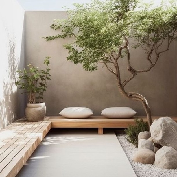 Love the serenity of this courtyard space. The restrained color palette, smooth texture of the walls, and the minimal use of sculptural plants collectively exude a sense of calm....................
#gardendesignideas #betterhomesandgardens