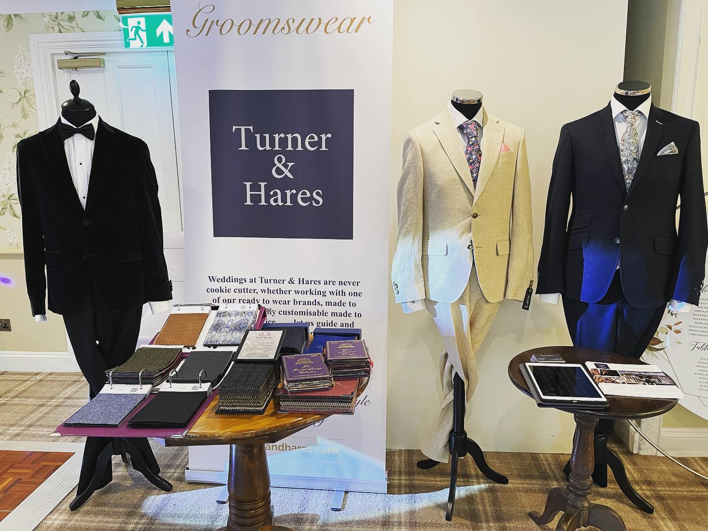 Set up and ready to help couples find their perfect groomswear! #strattonhousehotel #cotswoldwedding #groomswear #cirencestershopping