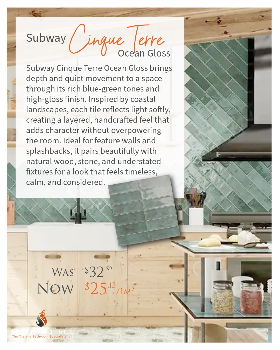 Quiet movement. Coastal depth. 🌊
Subway Cinque Terre Ocean Gloss introduces rich blue-green tones with a soft, reflective finish that catches the light beautifully. Inspired by coastal landscapes, it adds character and texture without overwhelming the space — perfect for feature walls and splashbacks.
Now available at a special January price.
📲 https://wa.me/263772204044
#EarthenFire #JanuarySpecials #SubwayTiles #OceanGloss #InteriorDetails #DesignLed #CraftedSpaces