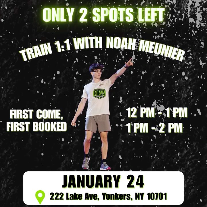 Just 2 spots left to train 1:1 with celebrity ninja @noah.anw!
Visit our website to sign up now!