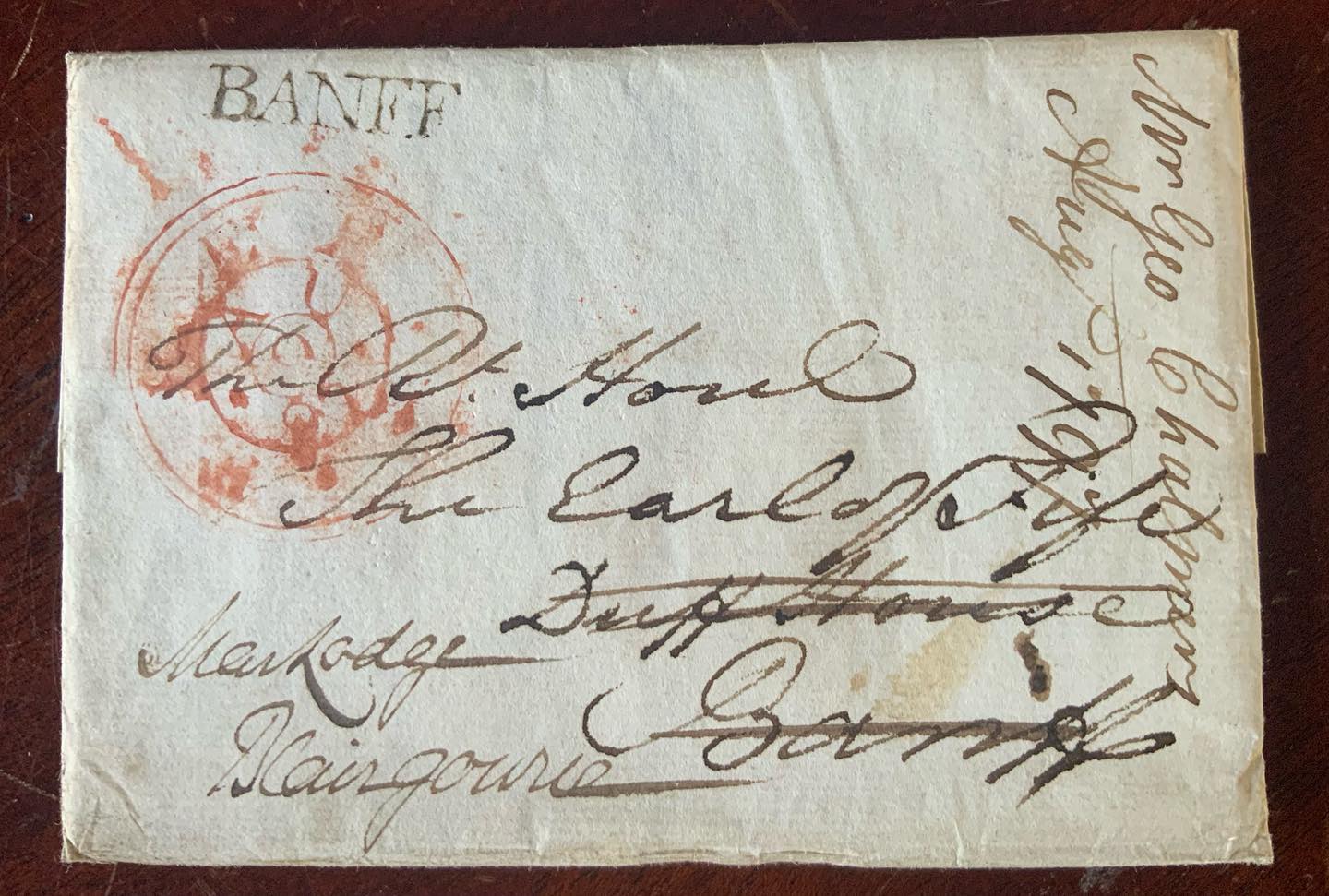 Complete 1797 Letter from George Chalmers in London to James Duff, 2nd Earl Fife, first to Duff House and then forwarded to Mar Lodge (1)