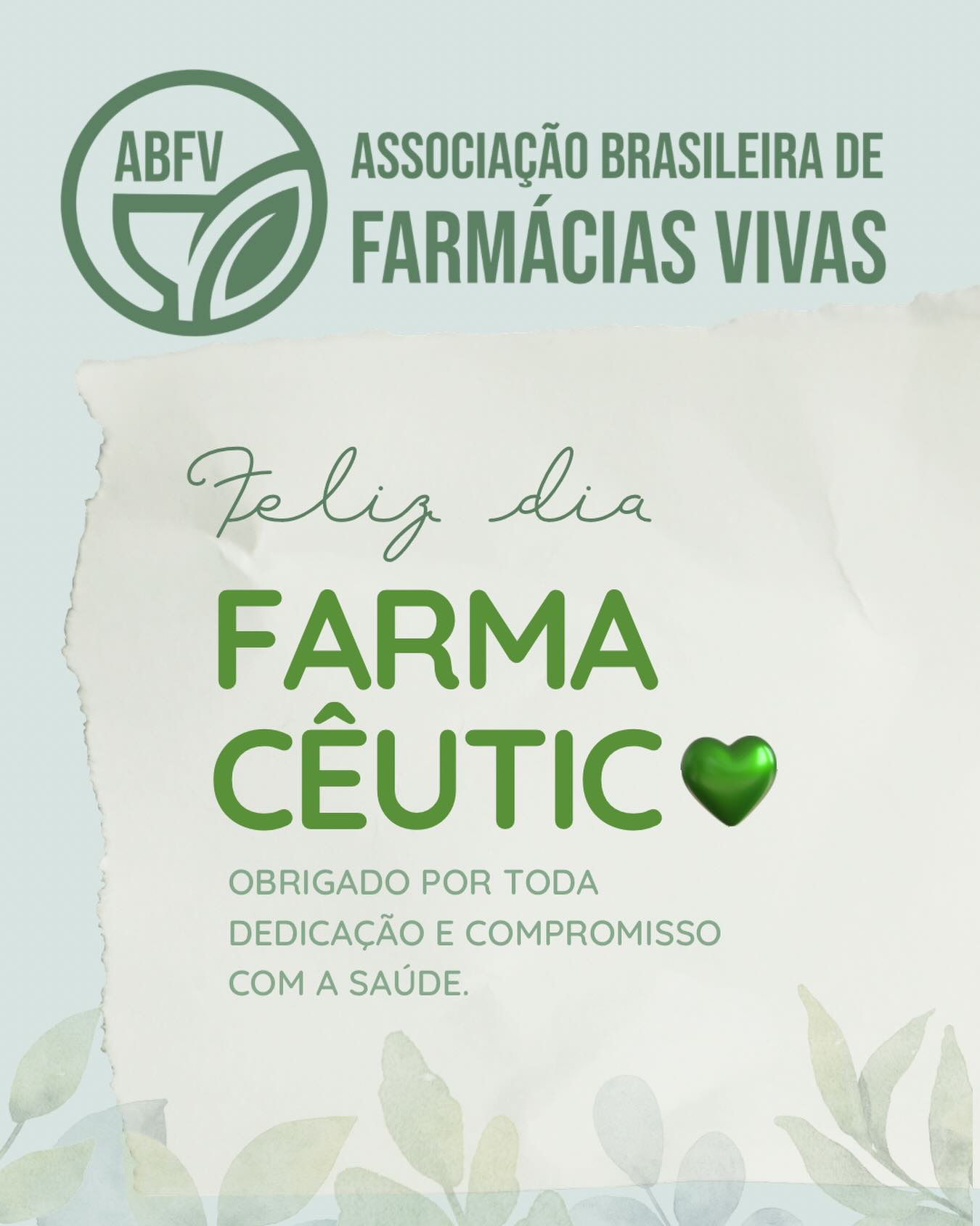 A Associação Brasileira de Farmácias Vivas deseja a todos as Farmacêuticas e Farmacêuticos um Feliz Dia!! 🌱🪻🌳
.
Nosso reconhecimento a esta profissão que move as Farmácias Vivas do Brasil!!
.
Parabéns colegas!!! 🤩🎉🎉🥳🥳🌱🌱🙏🏾🙏🏾
.
#abfv #diadofarmaceutico #farmaciasvivas #fitoteràpia