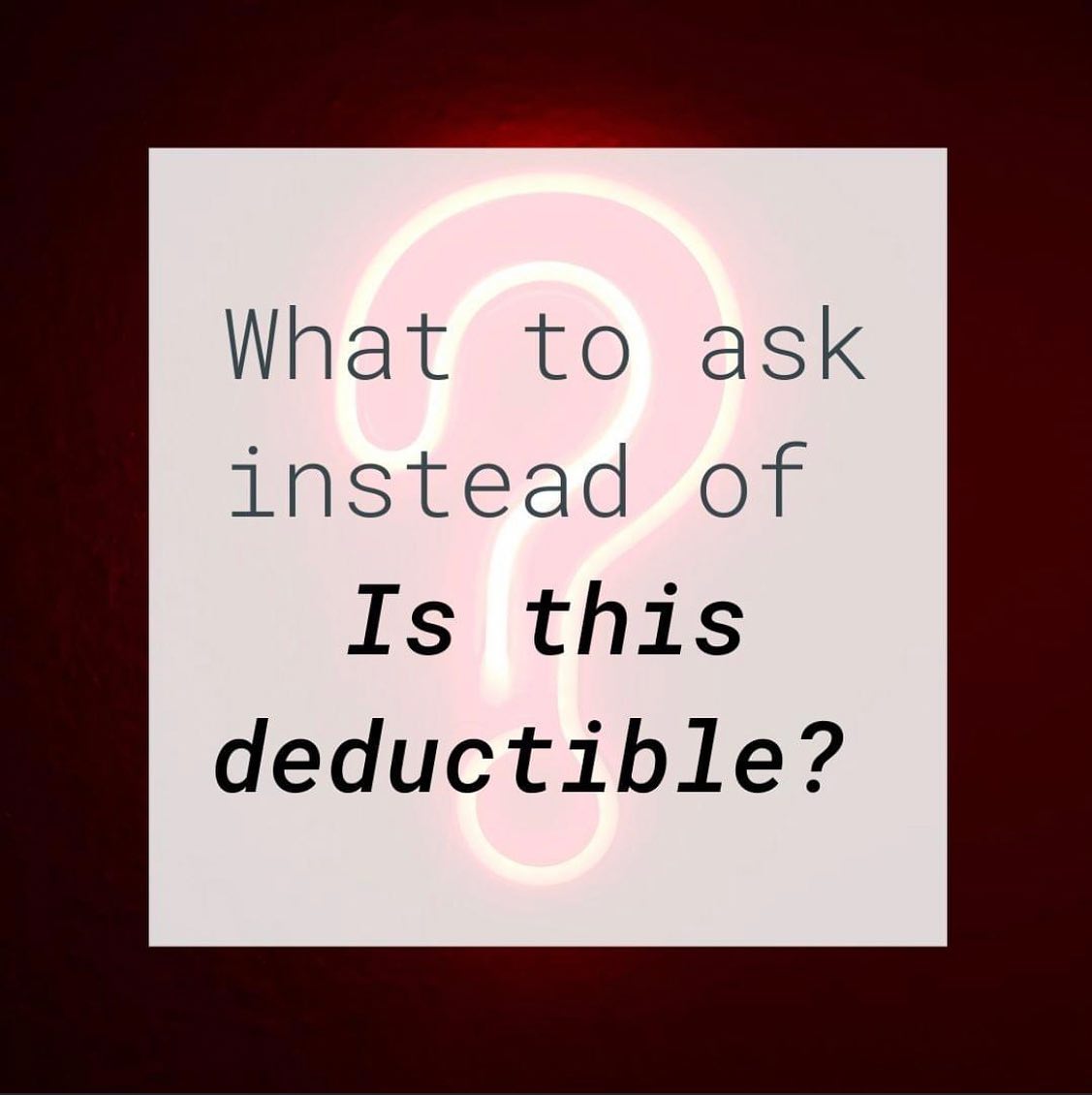 Rather than asking "Is this expense deductible?" (the answer to which is often NO), start asking "How can I turn this expense into a deduction?"
Uncovering hidden deductions isn't about spending money on things to get a tax break. There's not a lot of money to be had there. What it really looks like is examining where you're already spending money and then turning it into something that works for you.
Are your money and time spent regularly on something outside the scope of your business that could actually be turned into a legitimate business venture? It might be time to consider turning that "play" into a lucrative work endeavor that not only brings in a profit but also means tax breaks for you.
We'd be glad to look things over for you and give you insight on where to begin. Call or make an appointment with your favorites professional: WWW.MELVINMORA.COM