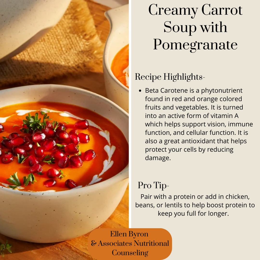 Recipe of the week!
As the winter blues set in along-side the cold weather, boosting up your nutrition can help keep you healthy!
This soup is loaded with bright orange and red fruits and veg that are great sources of beta carotene. Upping antioxidants this time of year helps keep your immune system running smoothly. And who doesn't love a warm, cozy soup on a chilly day!
-
#dietitiansofinstagram #winterblues #soupoftheday #antioxidantsupport #dietitianblog #recipeoftheweek