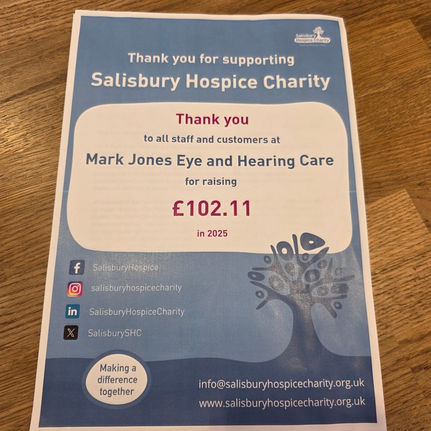 A big thank you to everyone who popped in for a tweak, tighten or repair recently.
Those small visits added up to £102 raised in-store, which will be going straight to @salisburyhospicecharity.