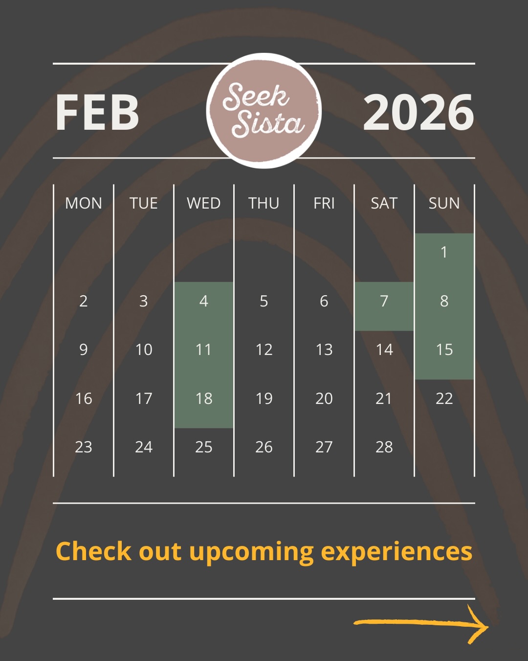 The Seek Sista Feb lineup is here!
🥾 Bungaroo to Lyrebird Track Hike (1st)
🍃Stride after Stillness Full Day Out (7th)
🥾Bouddi Coastal Hike (8th)
🥾Mt Ku-ring-gai to Berowra Hike (15th)
🚶♀️Scenic Social Walks (4,11,18th)
Hope to see you out there with us! For more info click link in bio 🙂🙌