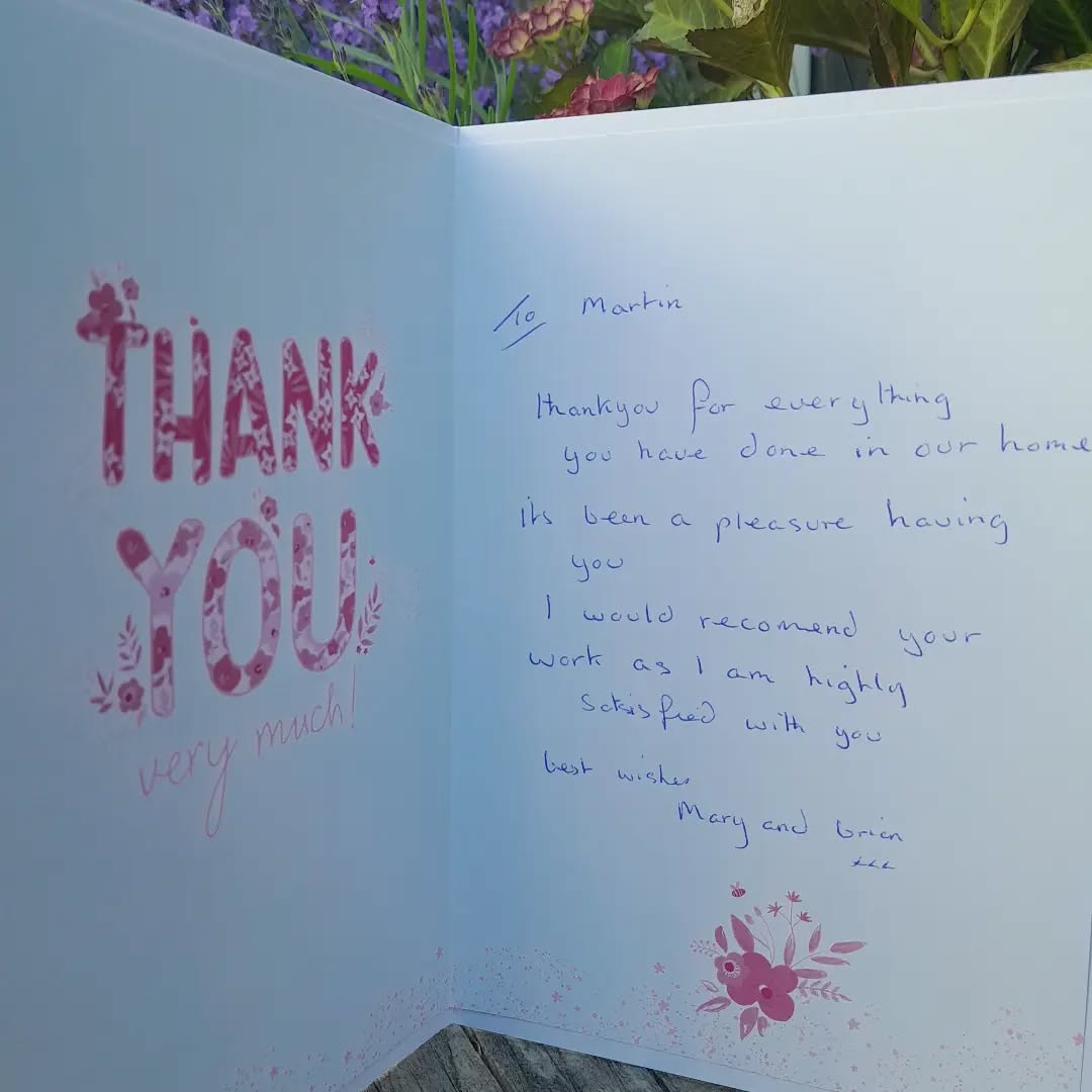 A great way to end the week! How nice to receive this at the end of a job 😊 Happy Friday everyone.
.
.
.
#happyfriday #friday #friyay #thankyou #thankyoucard #grateful #smallbusinesslove