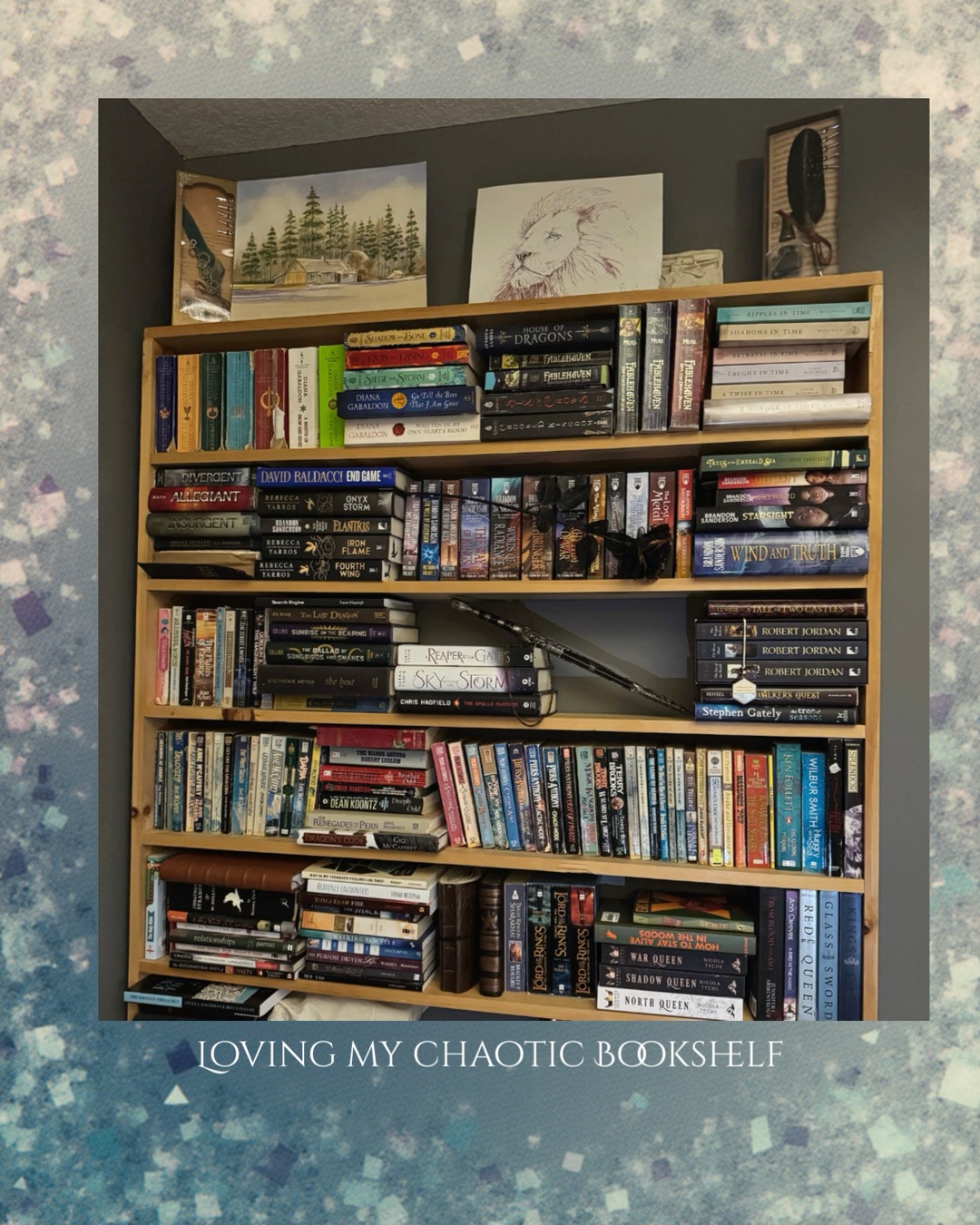Shelfie Day- Loving my chaotic bookshelf. I feel like I need to expand soon.#authorlife #reading #writing #lisakcreations #shelfyday