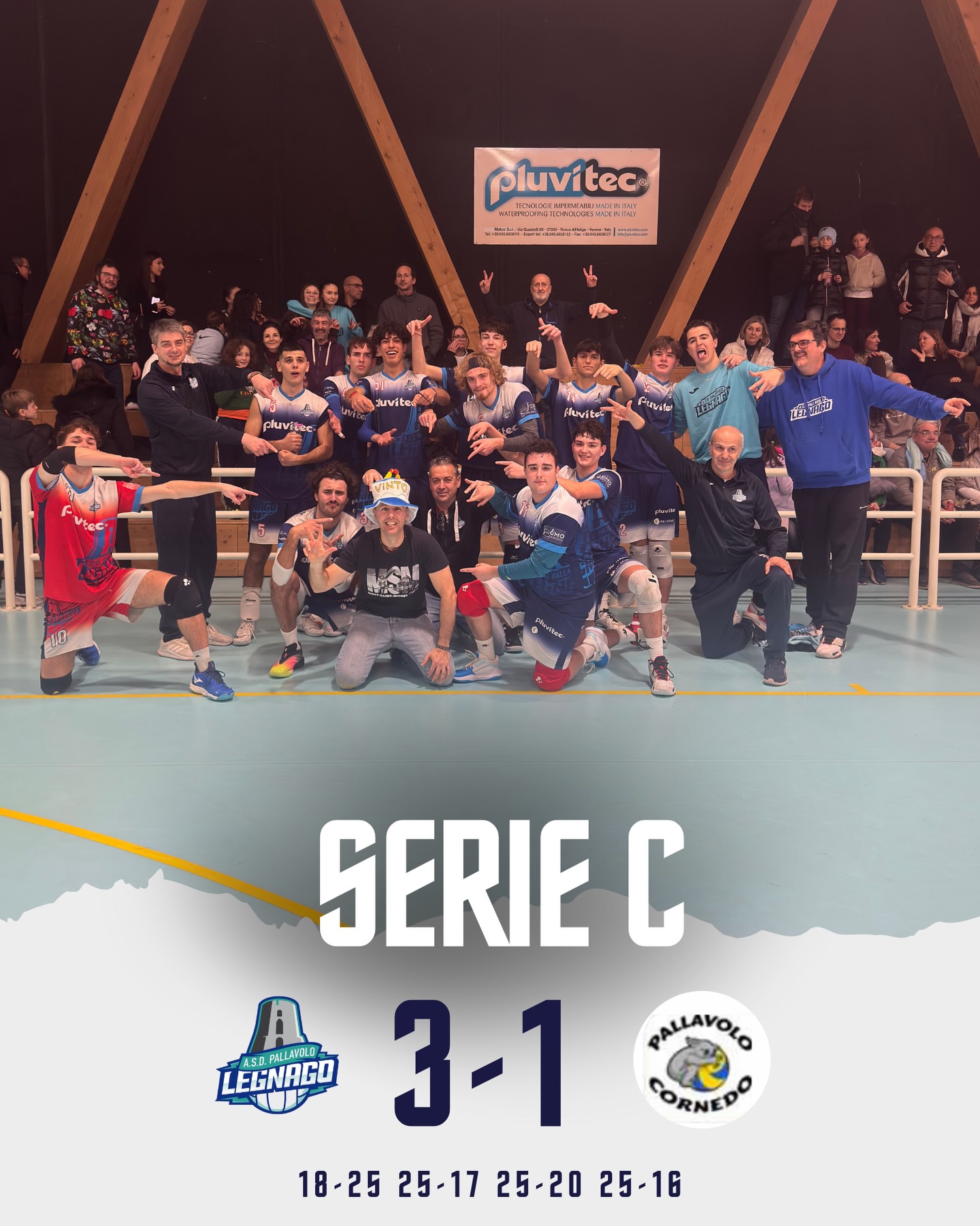 Serie C
Rientro dalle vacanze con il botto 💥
Subito contro la prima in classifica e arriva un colpaccio: vittoria 3-1 che conferma carattere e qualità del gruppo.
Prestazione solida, costruita punto su punto, con il palazzetto al completo a spingere i ragazzi dall’inizio alla fine. Un plauso alla squadra e a un pubblico straordinario che ha fatto sentire tutto il suo sostegno.
Avanti così.
#asdpallavololegnago