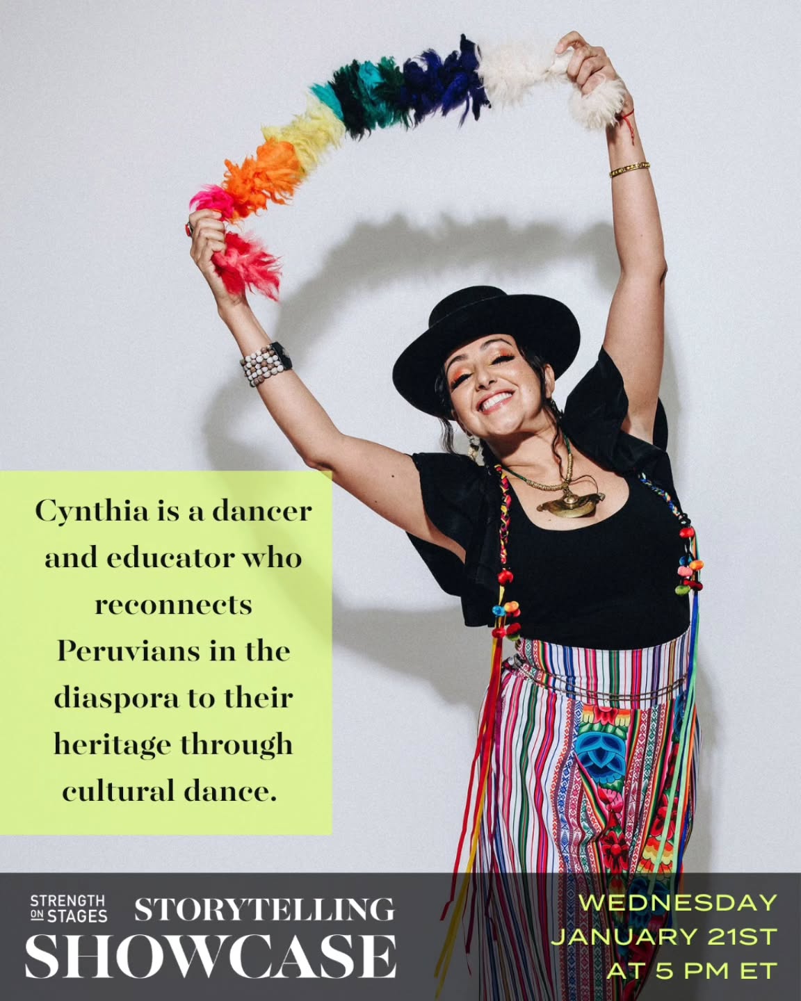 You're invited, mi genteeee! Tomorrow at 5pm ET I will be sharing my story on Strength on Stages Storytelling Showcase and I feel elated ! During this virtual reveal celebration, I will share a piece of my experience as a PeruRican in the diaspora, my purpose, and what led me to create Dance Your Ancestors. But truly, this is OUR story and Im honored to honor our roots ❤️🙌🏽❤️
I would love to see you there !
✨️Follow this link to attend this special online event:
https://strengthonstages.com/showcase-wednesday/
Or dm me for the link
During the storytelling showcase you will witness inspiring stories from amazing women who are transforming the world.
It was an incredible experience working with Robert Hartwell @sirroberttakespics who revived my faith in speaking publicly on the raw honest core of my experiences. I am used to being on stage and communicating as a dancer, not a public speaker. But after Strength on Stages I literally found the confidence to use my voice again, in a way that speaks to my multicultural dance journey, no filter. I'm so very grateful!
KACHKANIRAQMI !!!
P'alante siempre in honor of my Ancestors .....
Cynthia 💃🏽🇵🇪❤️🌻