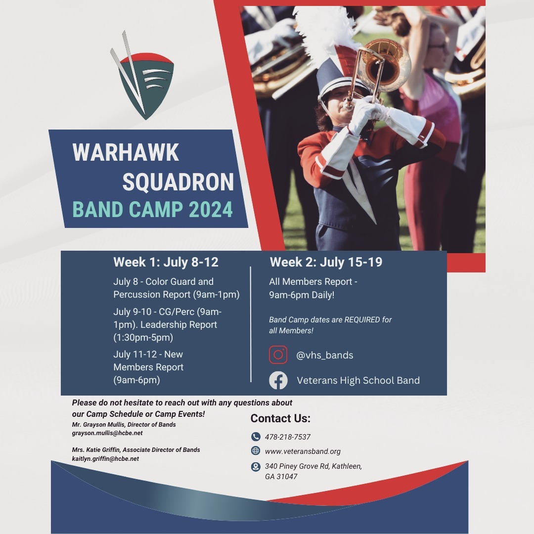 Band Camp 2024 Dates! Let's Go Warhawk Squadron!