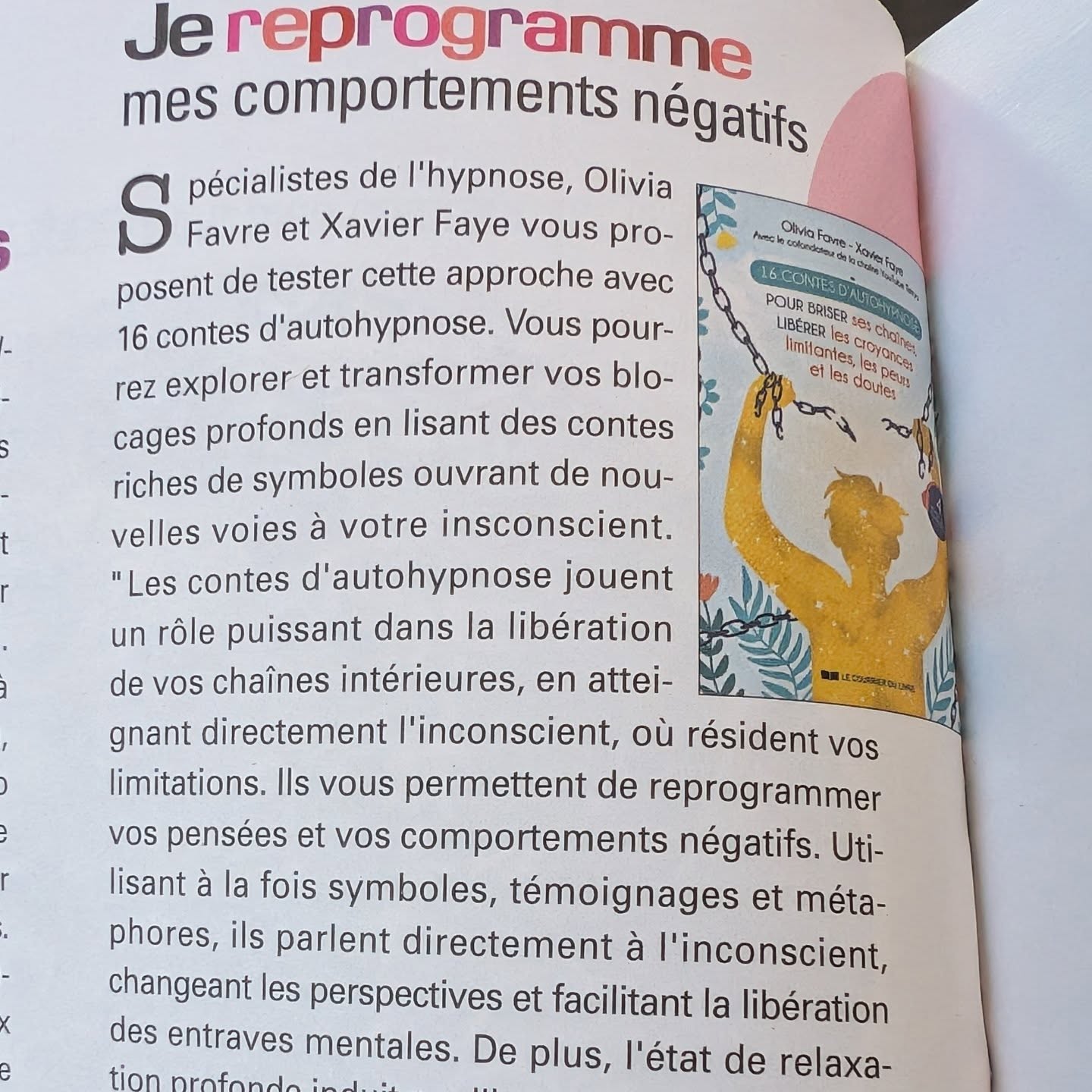Très heureuse de voir notre livre dans le magazine @femi9_magazine du mois de décembre. Merci à eux pour leur confiance.
Notre livre se retrouve juste à côté de Jean Dujardin, dans une publicité pour soutenir la recherche contre le cancer… Est ce que c'est un signe ?🪷
Et si cela voulait dire que reprogrammer nos comportements militants pouvait nous aider à lutter contre les maladies et à rester en bonne santé ?
Et vous qu'en pensez vous ?
#hose #Autohypnose #inconscient #maladie #bonnesanté